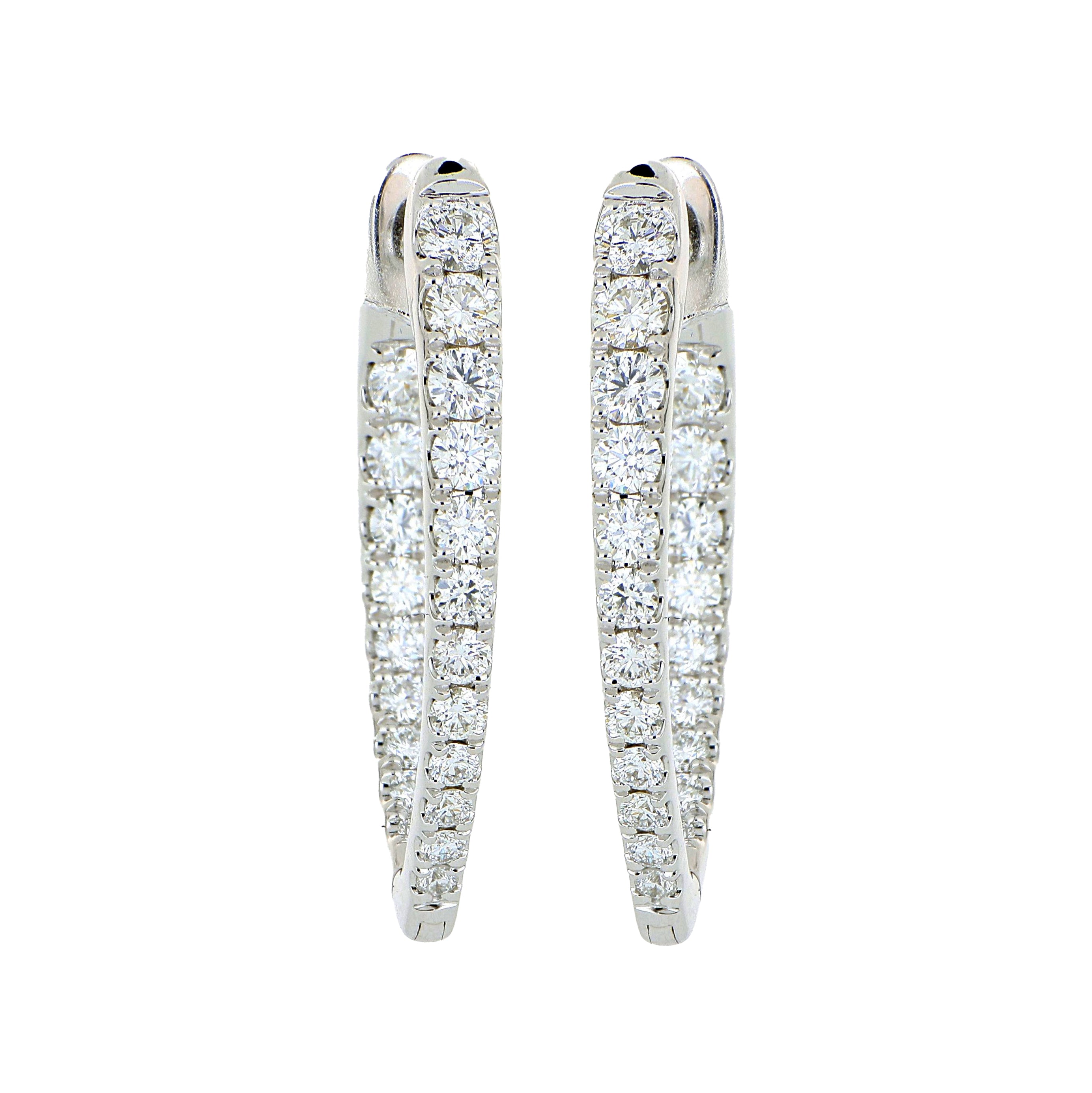 18k White Imperial Diamond Hoops - Charles Koll Jewelers