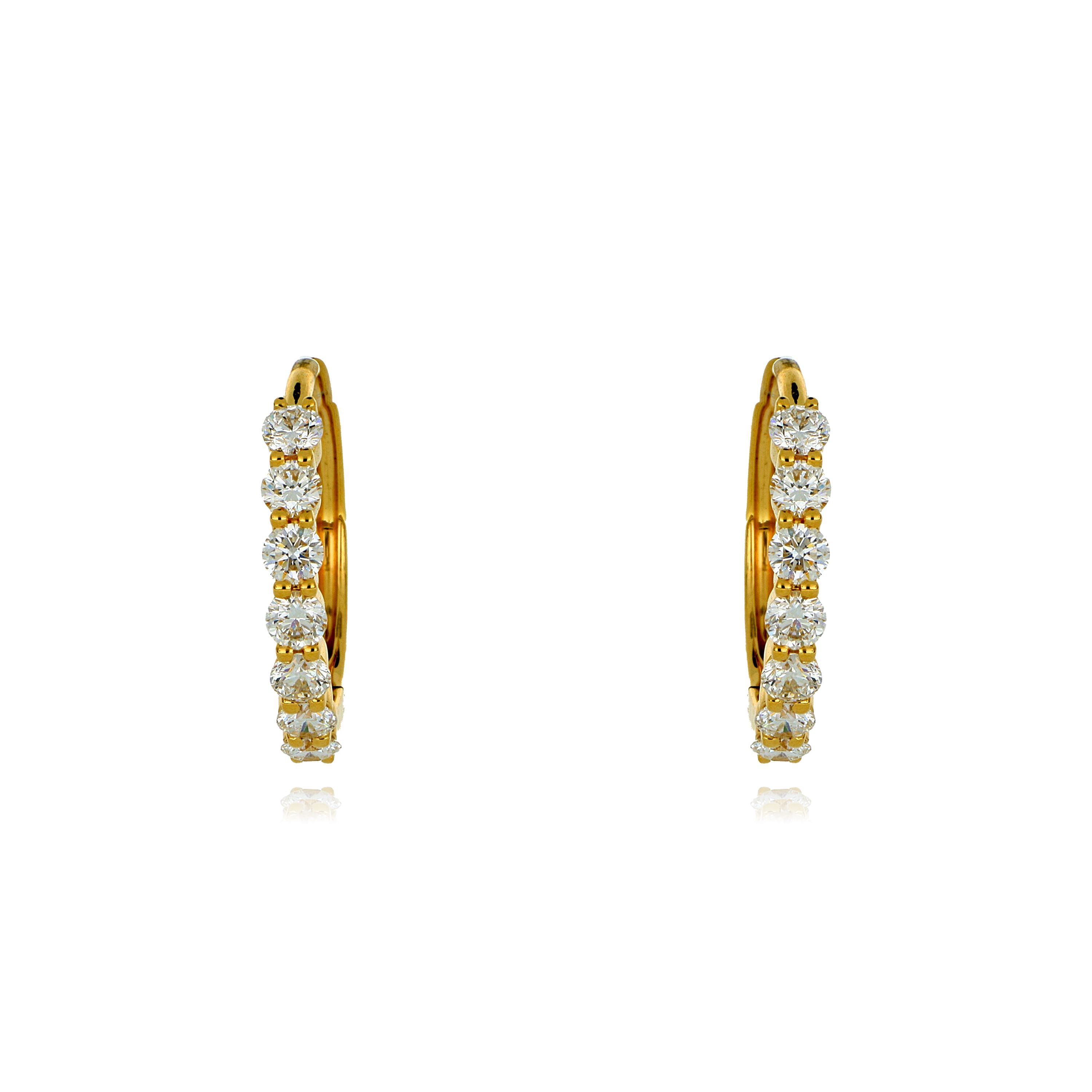 18k Yellow Gold Diamond Huggies