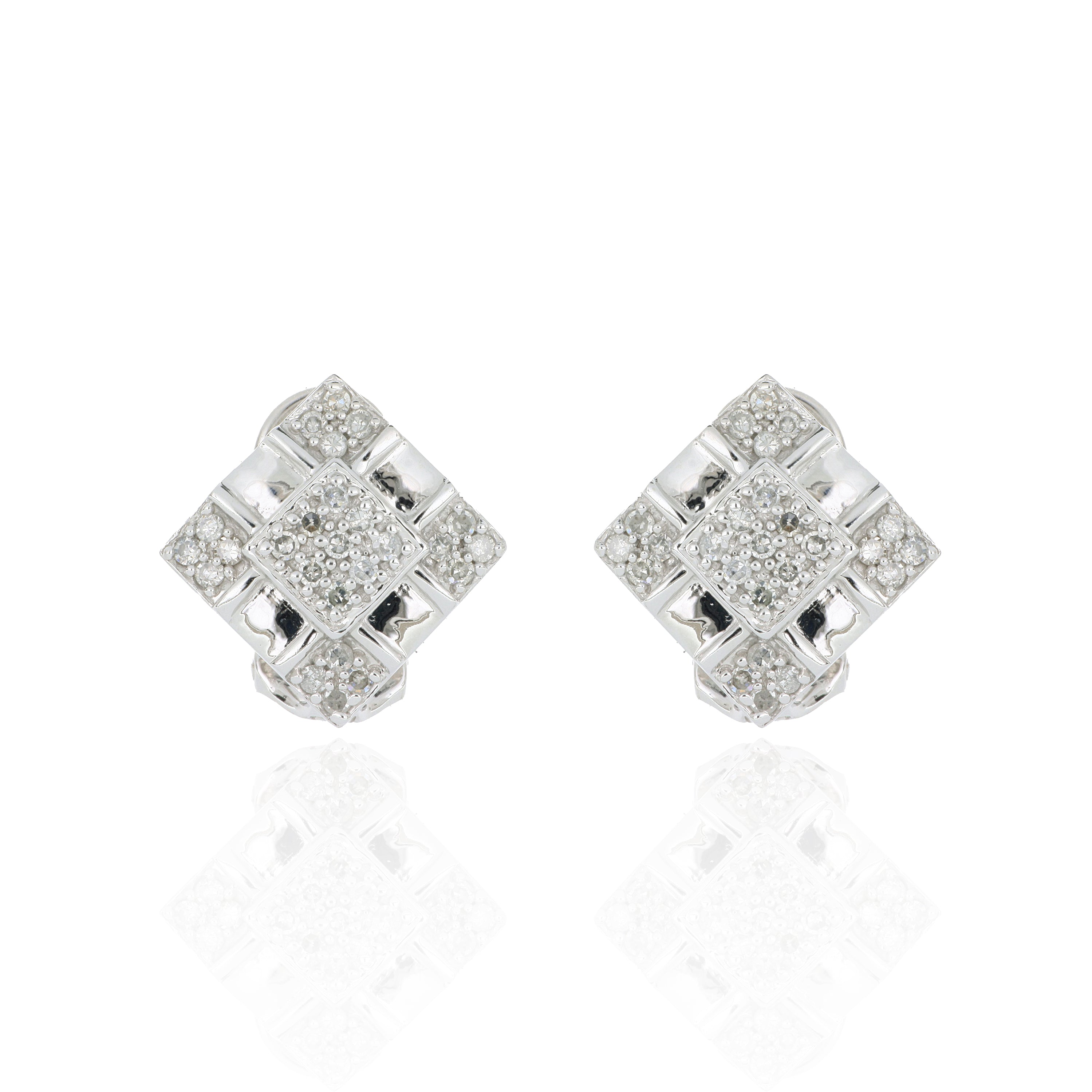14k White Gold Single-Cut Diamond Earrings - Charles Koll Jewelers
