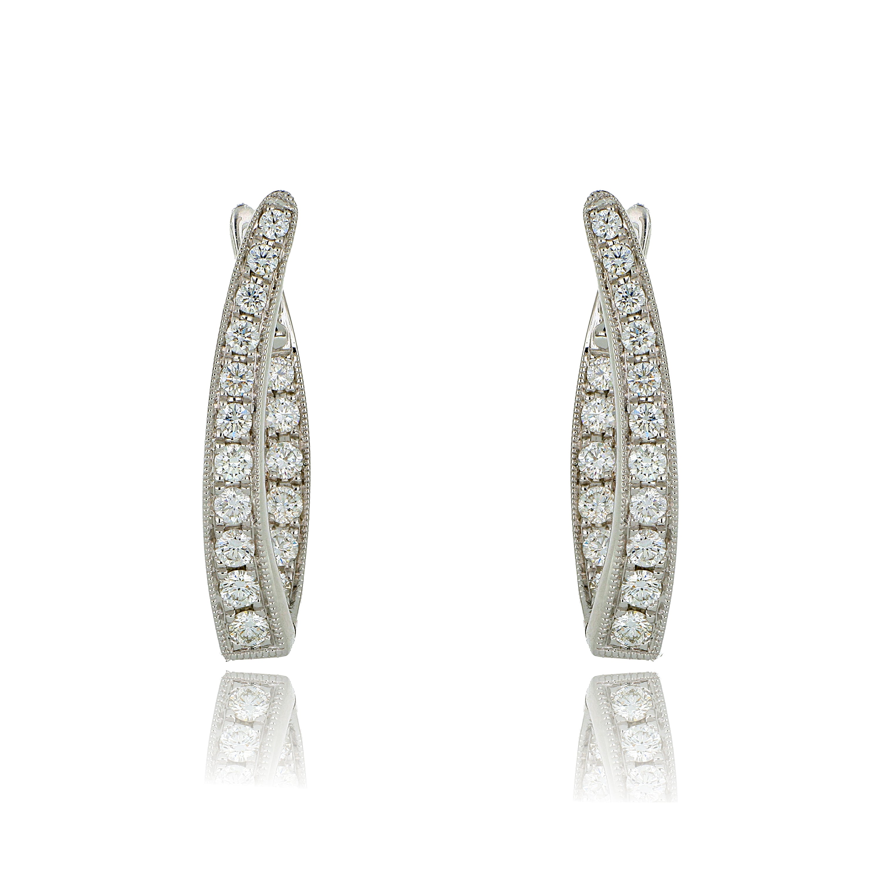 18k Diamond Inside Out Hoops - Charles Koll Jewelers