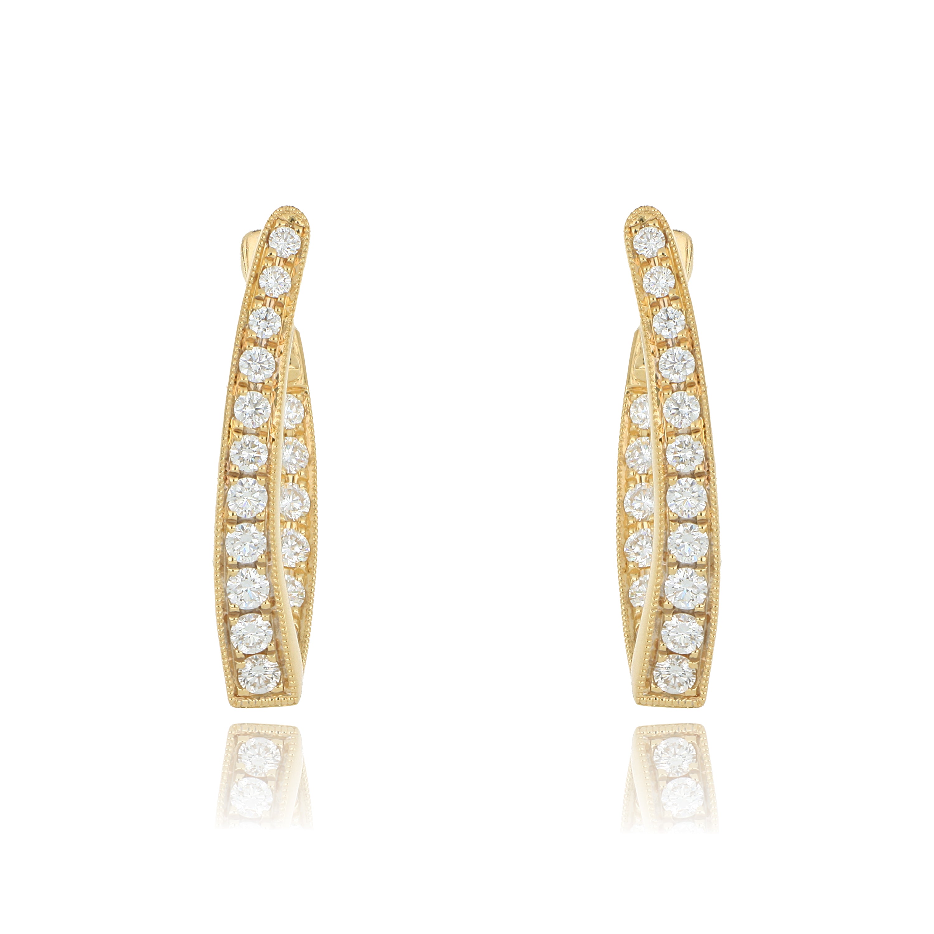 18k Diamond Inside Out Hoops - Charles Koll Jewelers