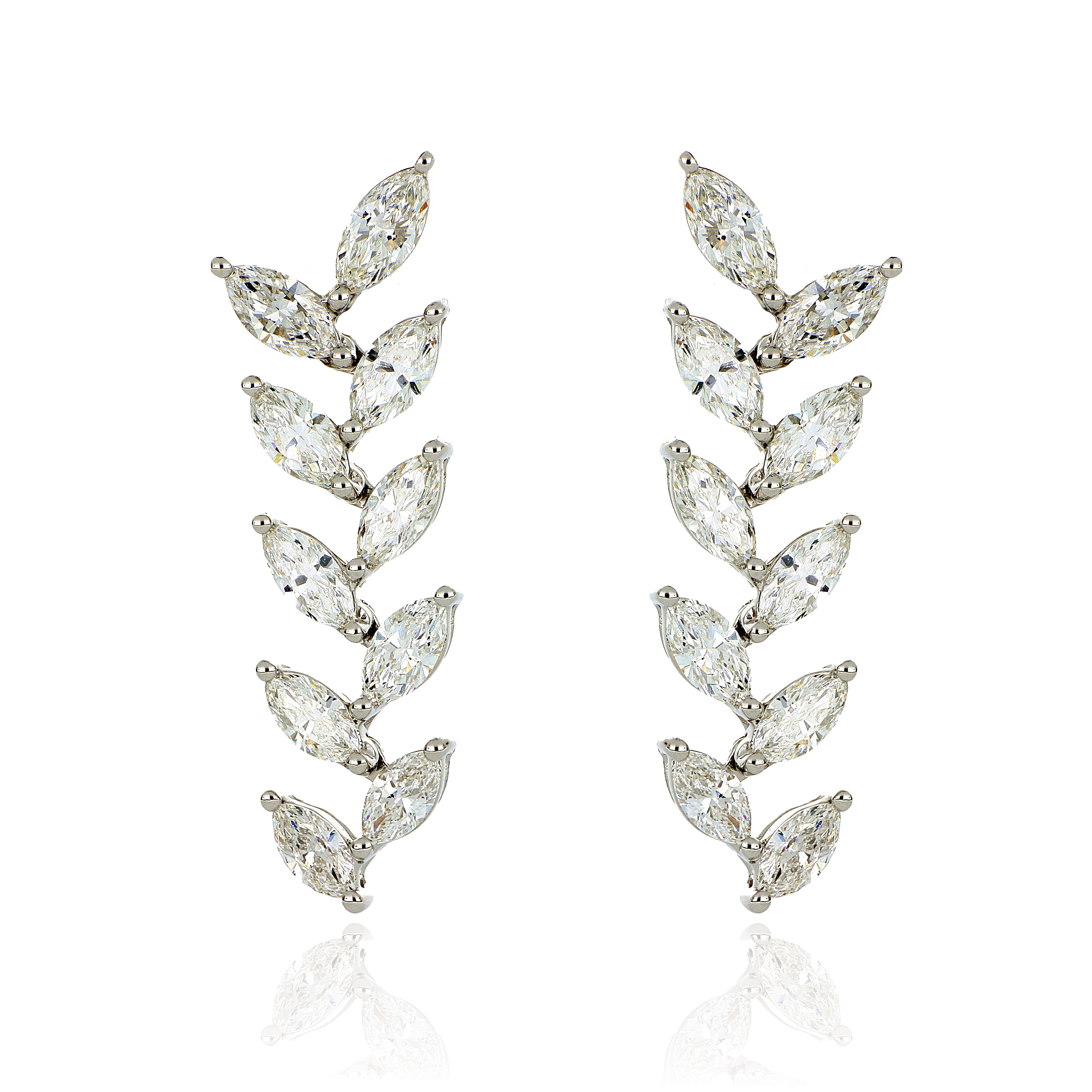 18k White Gold Diamond Vine Earrings