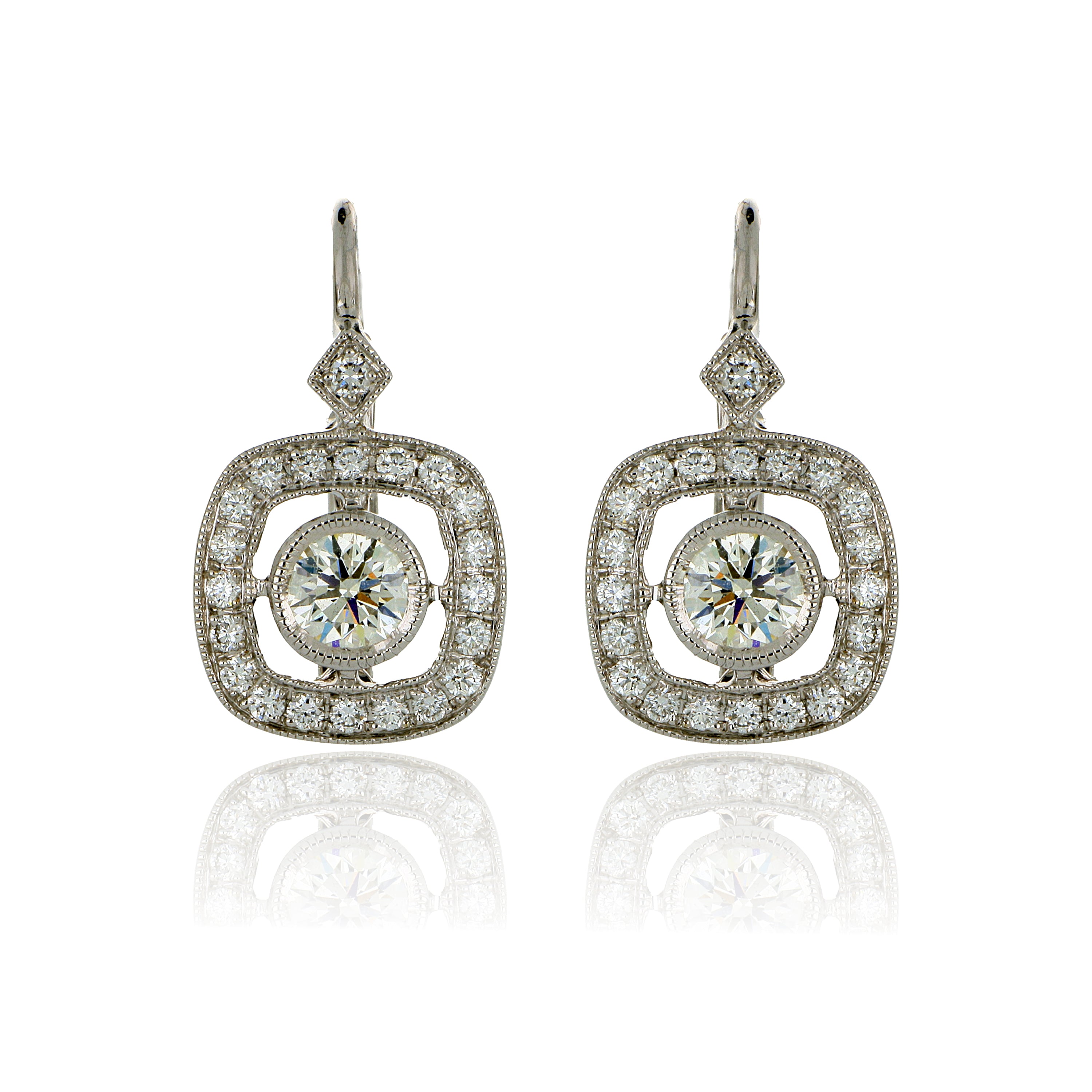 14k White Gold Diamond Earrings - Charles Koll Jewelers