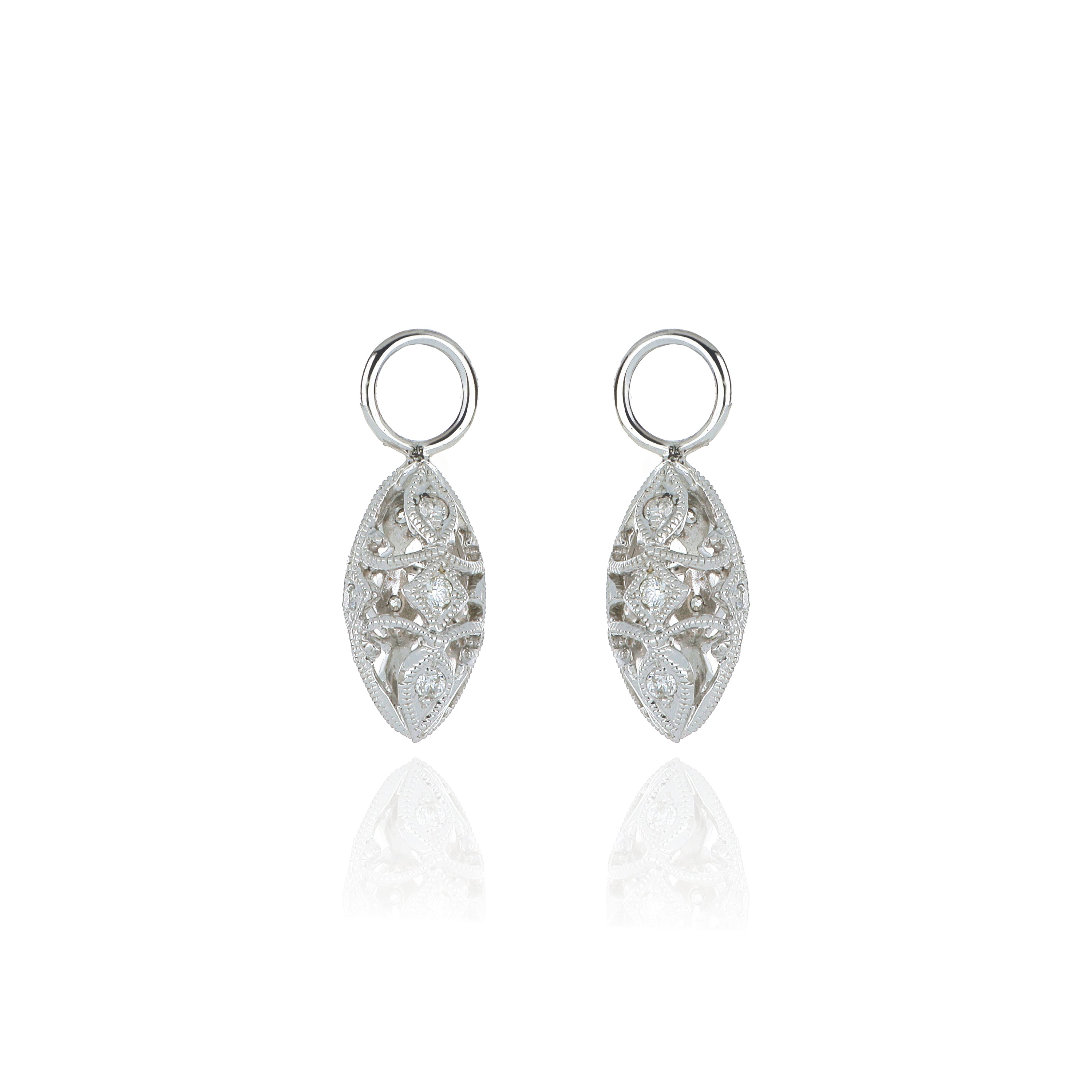 14k White Gold Diamond Drop Earring Jackets - Charles Koll Jewelers