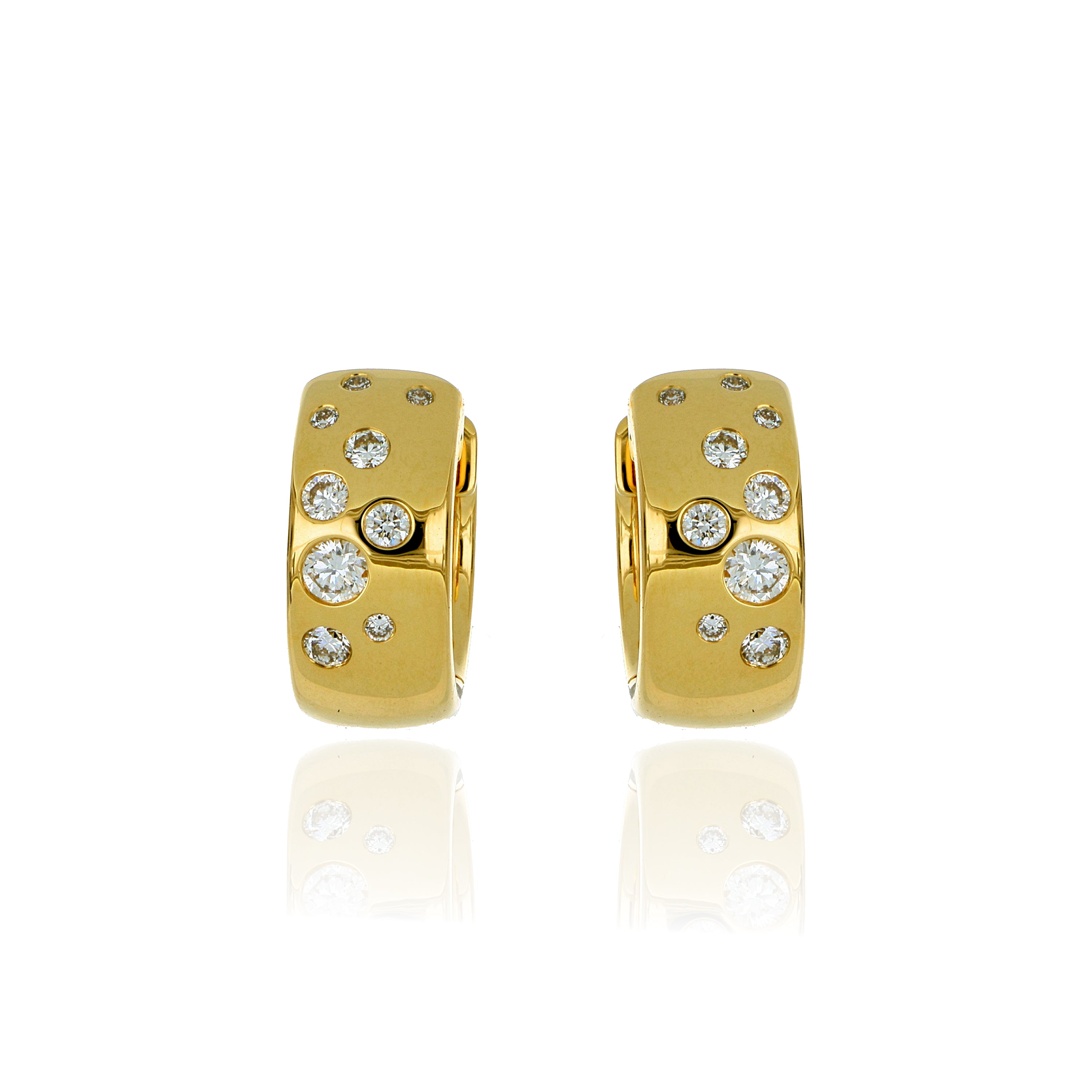 18k Yellow Gold Scattered Diamond Huggies