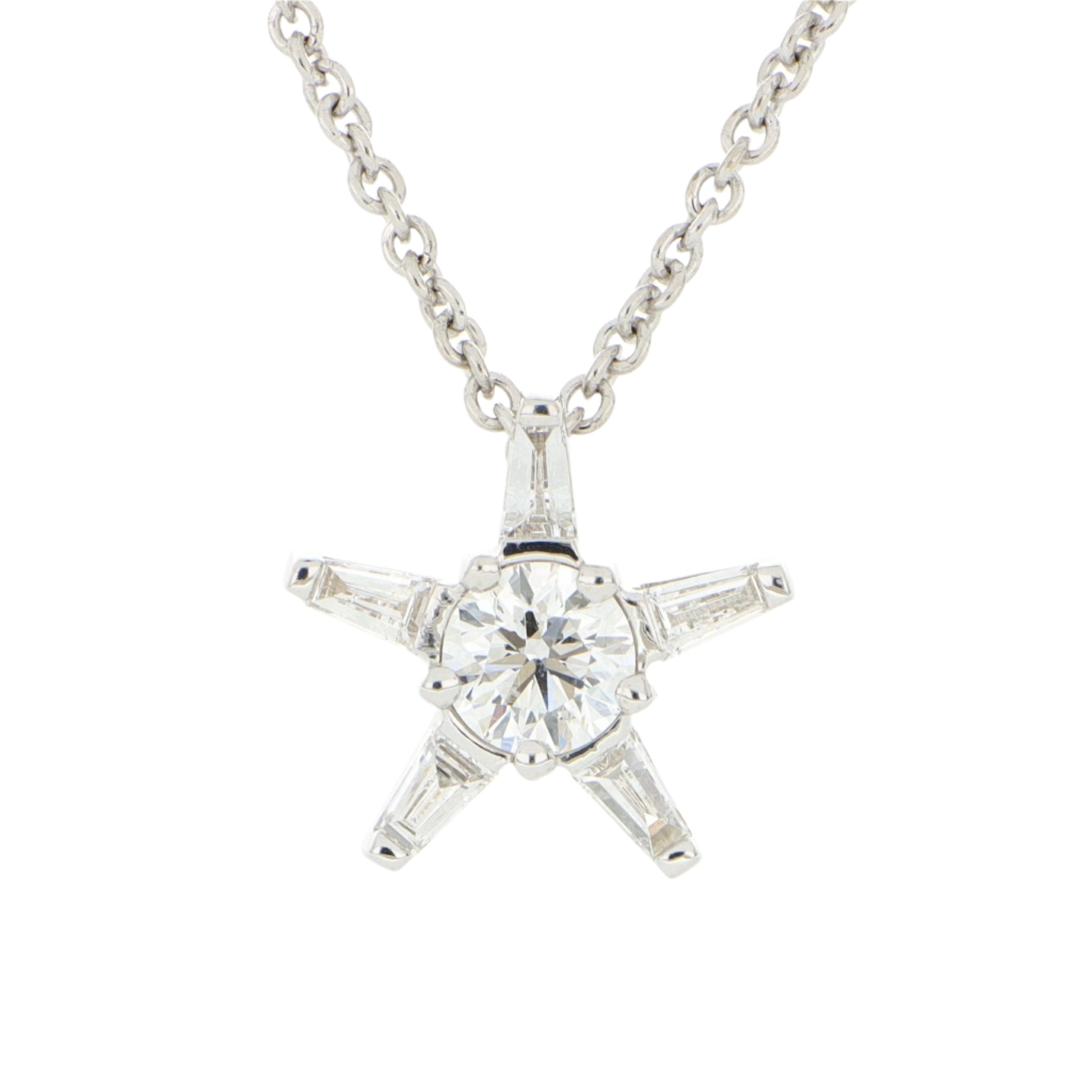 18k White Gold Diamond Star Necklace - Charles Koll Jewelers
