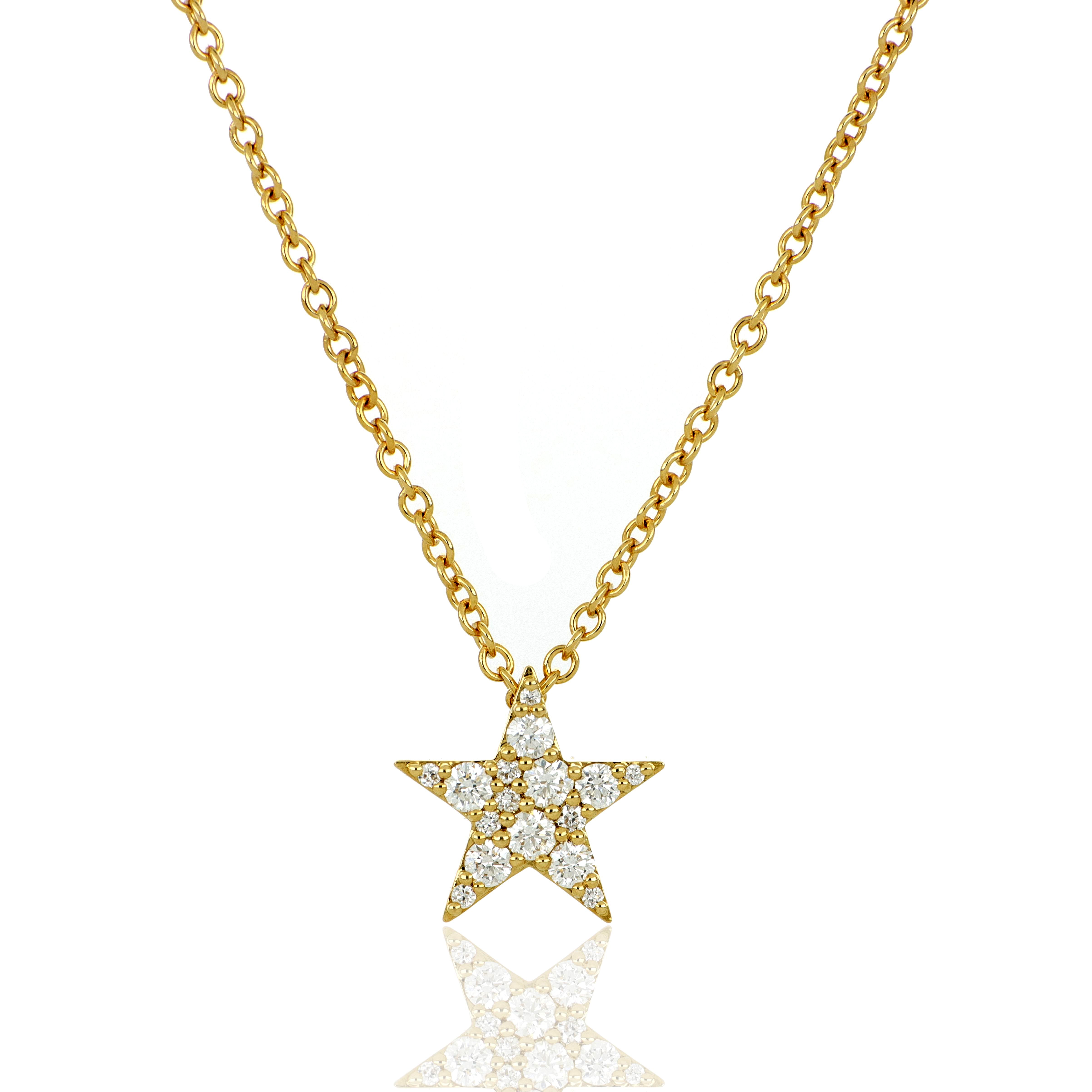 18k Yellow Gold Diamond Star Necklace - Charles Koll Jewelers