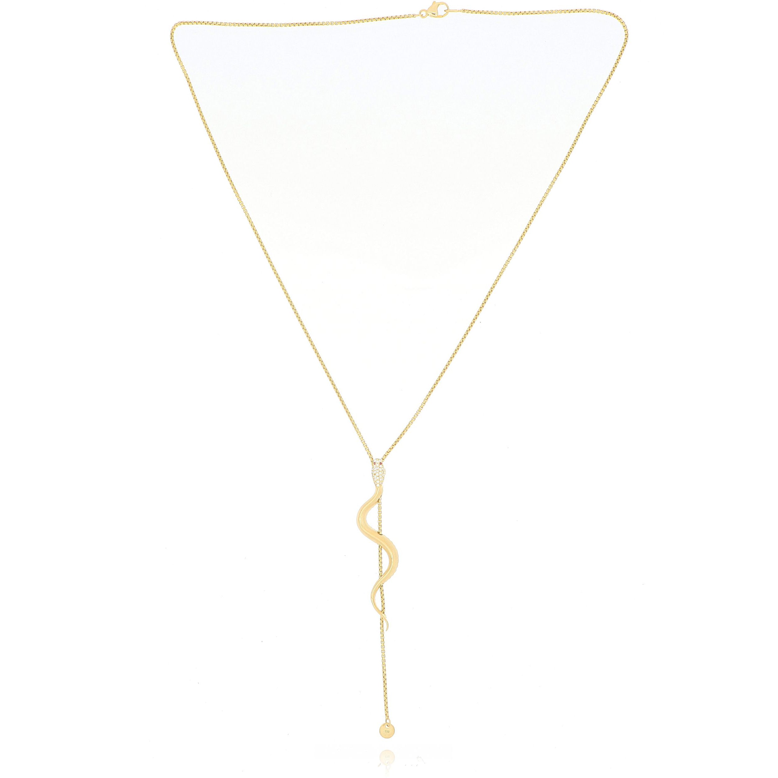 18k Yellow Gold Diamond Snake Lariat - Charles Koll Jewelers