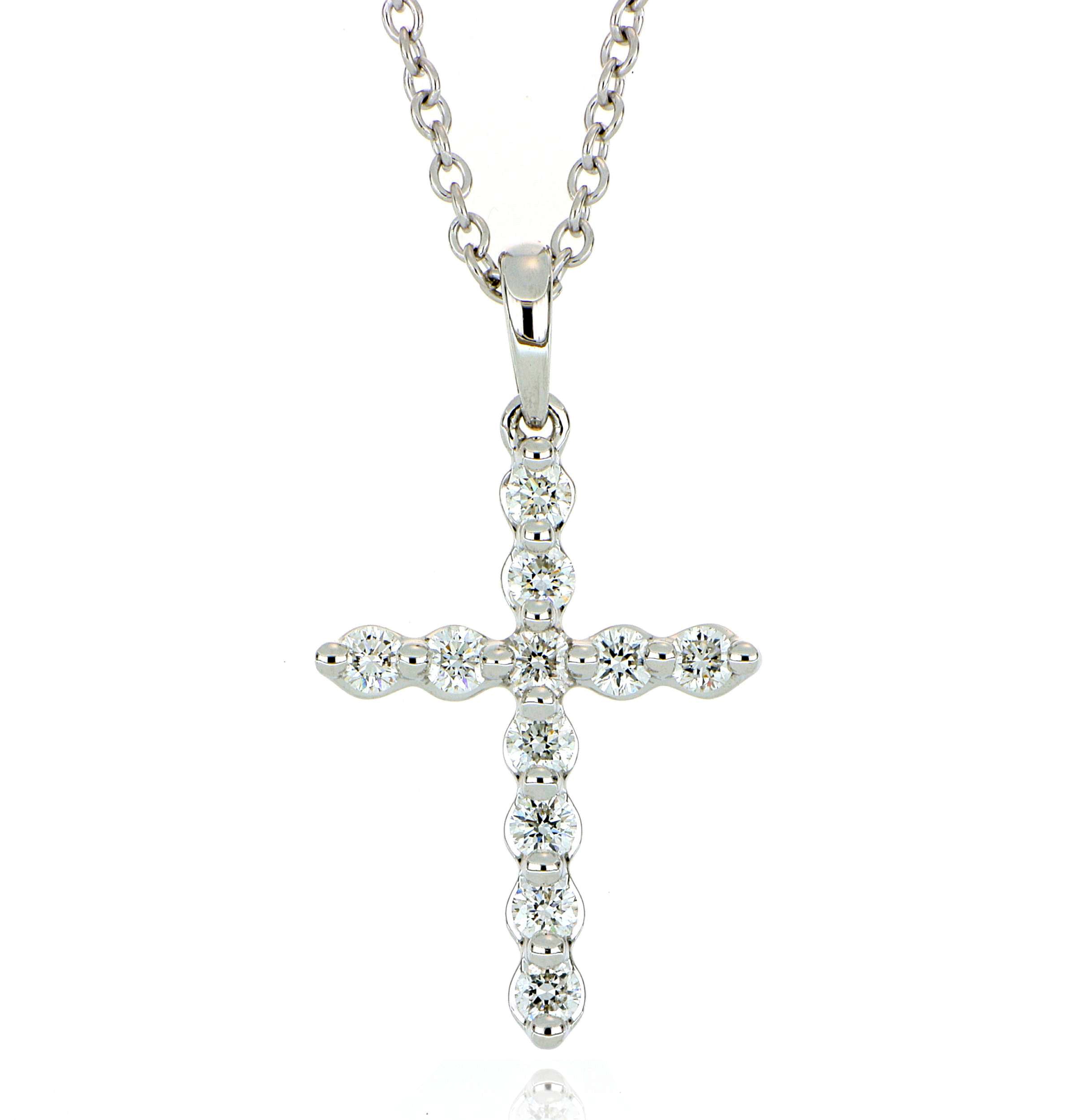 18k White Gold Diamond Cross Necklace