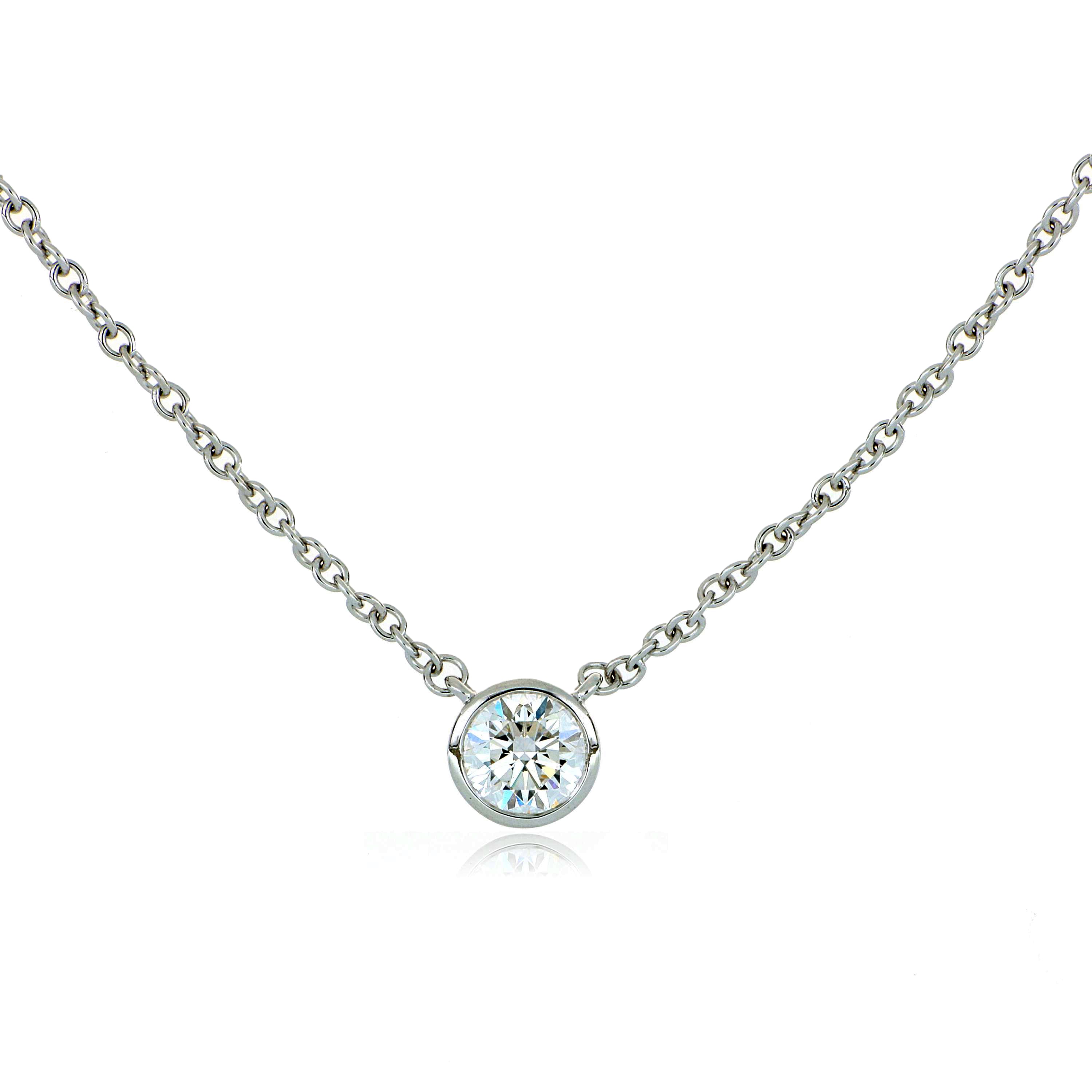 18k White Gold Bezel-Set Diamond Cascade Necklace - Charles Koll Jewelers