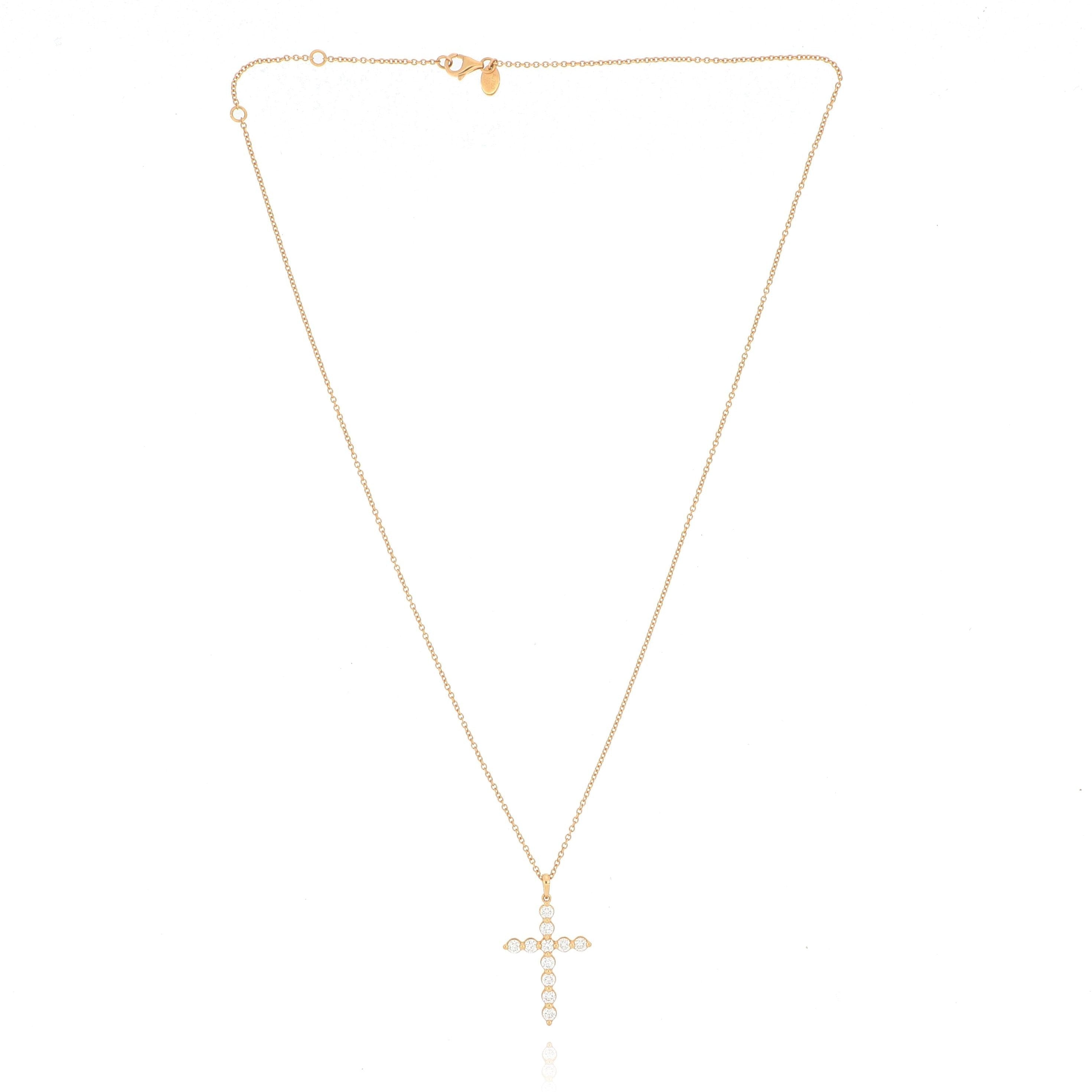 18k Rose Gold Diamond Cross - Charles Koll Jewelers