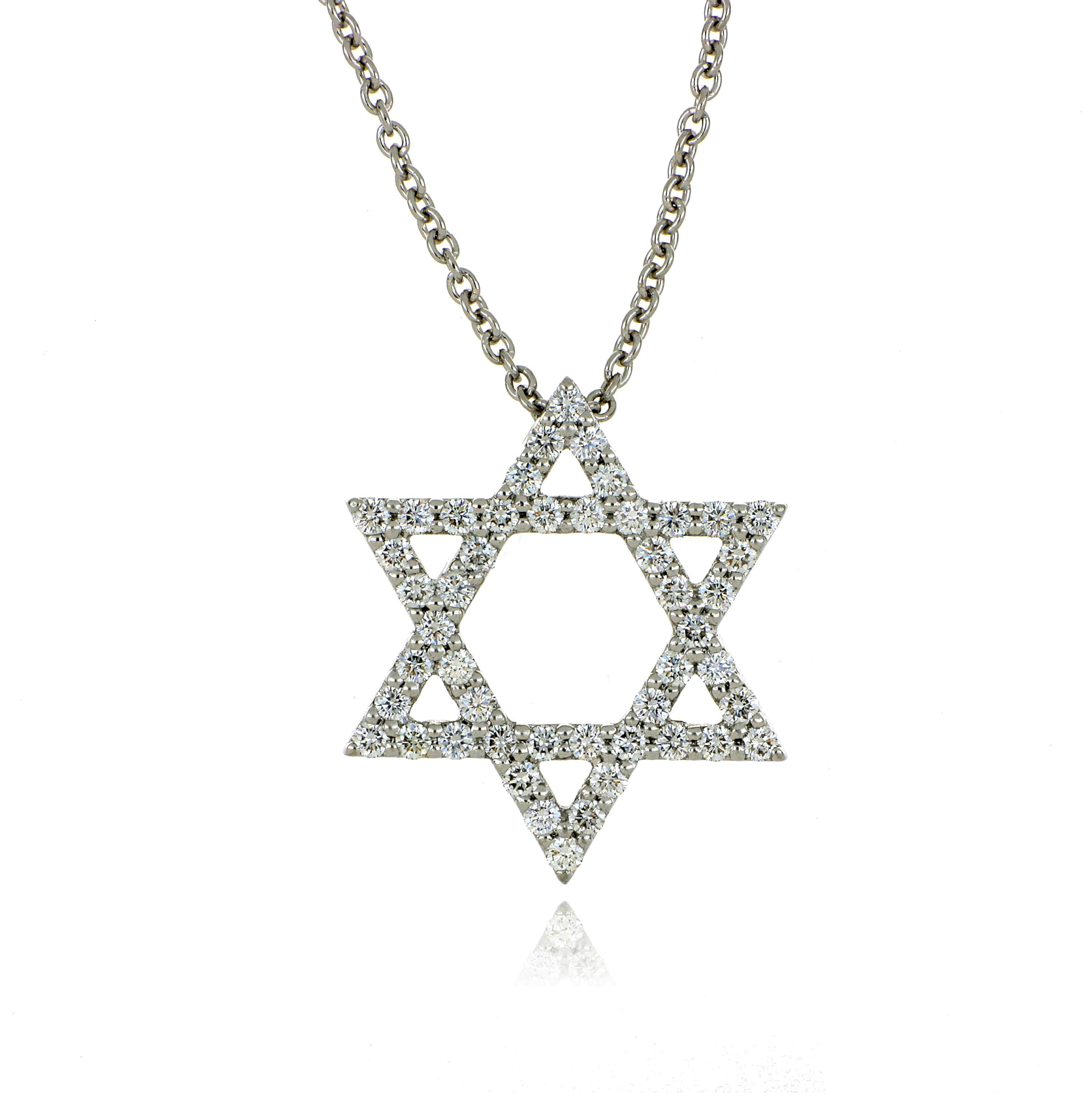 Platinum Diamond Accented Star of David Necklace