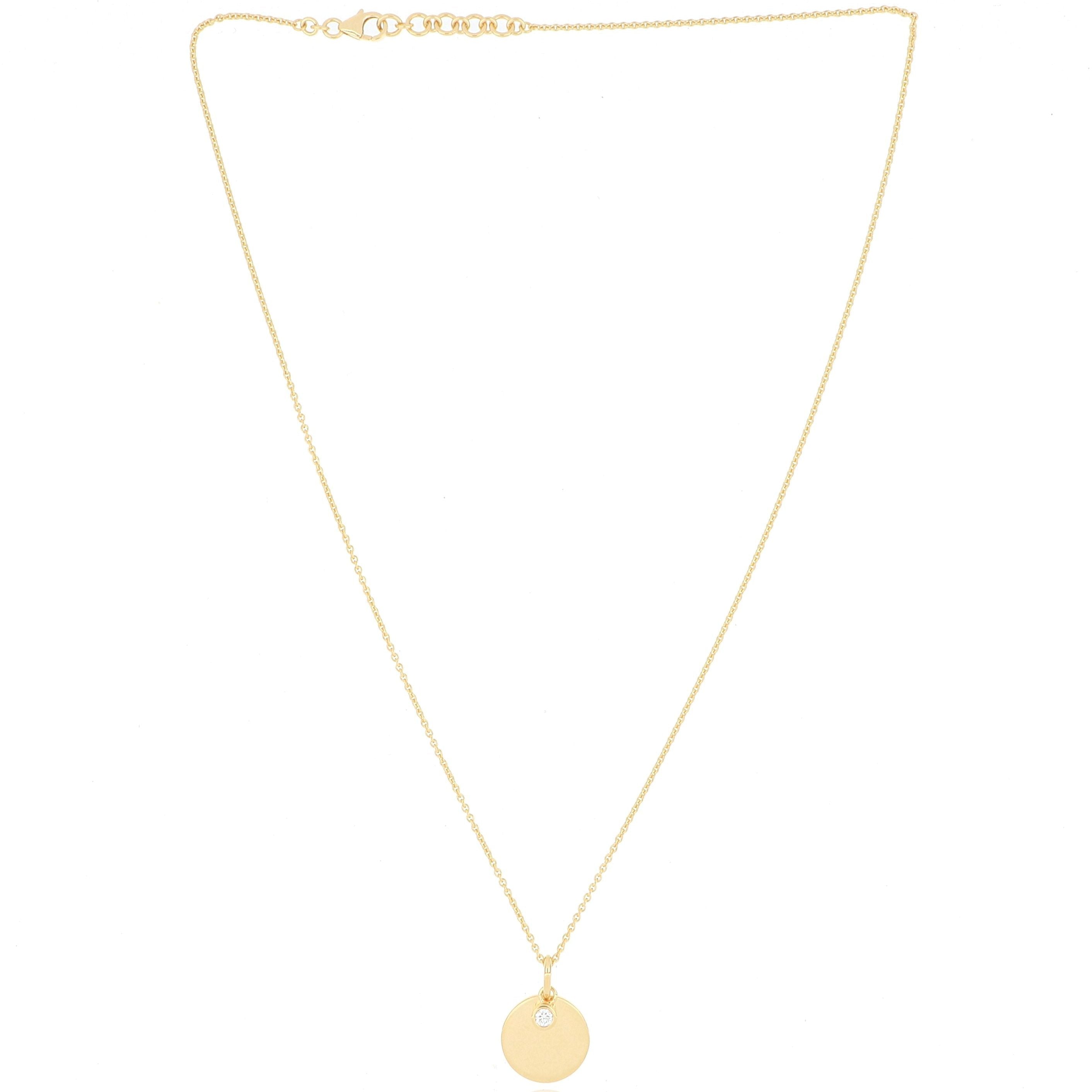 18k Yellow Gold Engravable Diamond Necklace