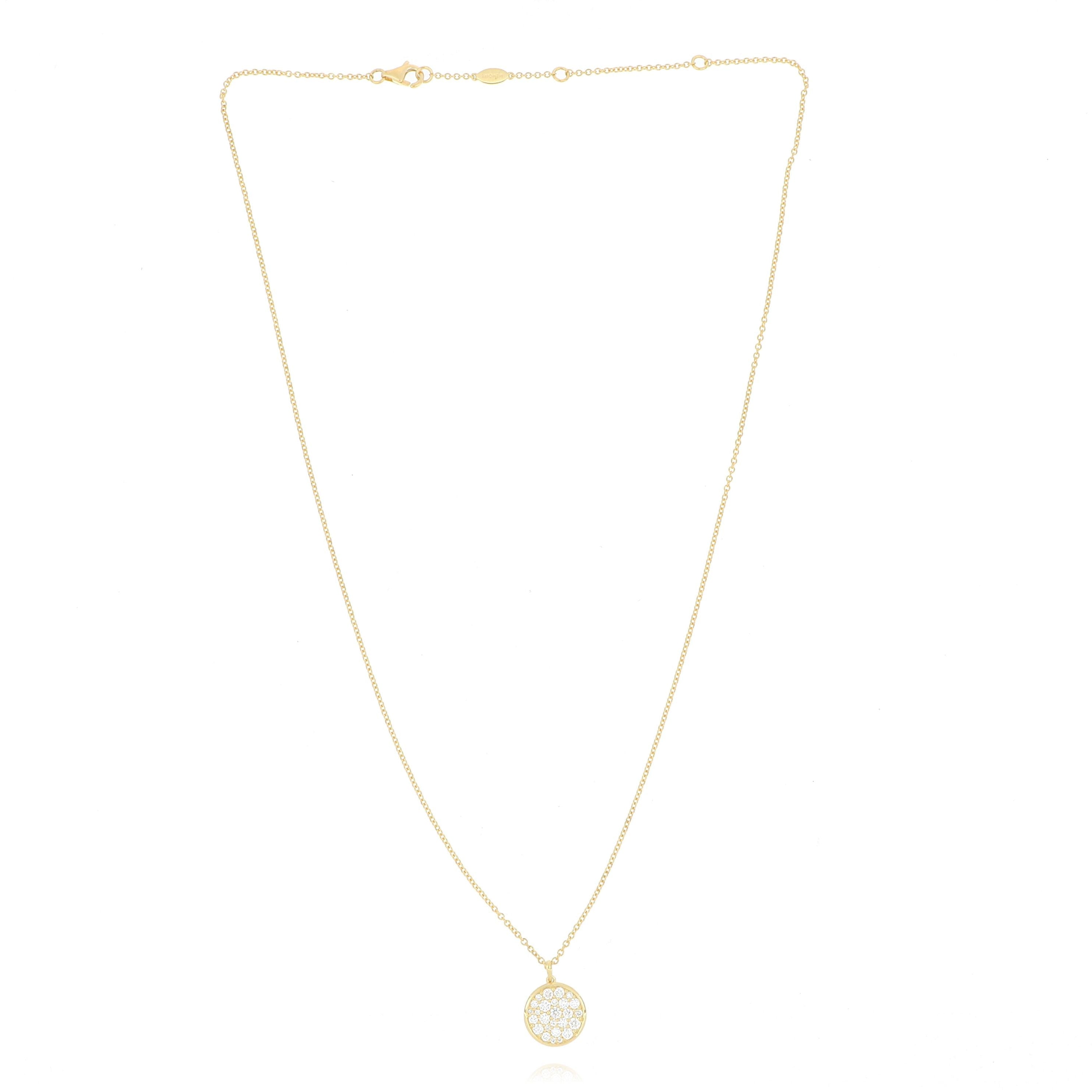 18k Yellow Gold Diamond Disk Necklace