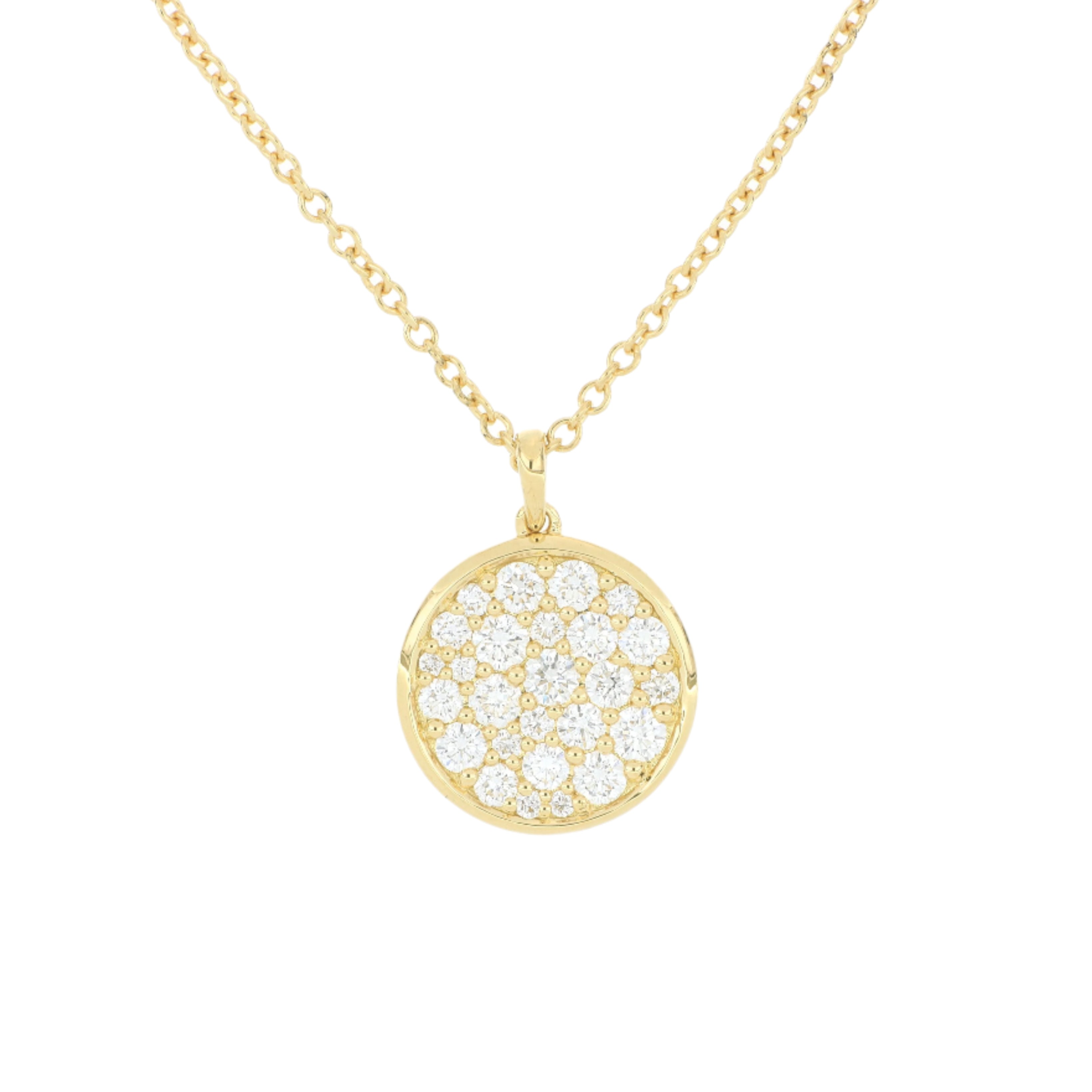 18k Yellow Gold Diamond Disk Necklace