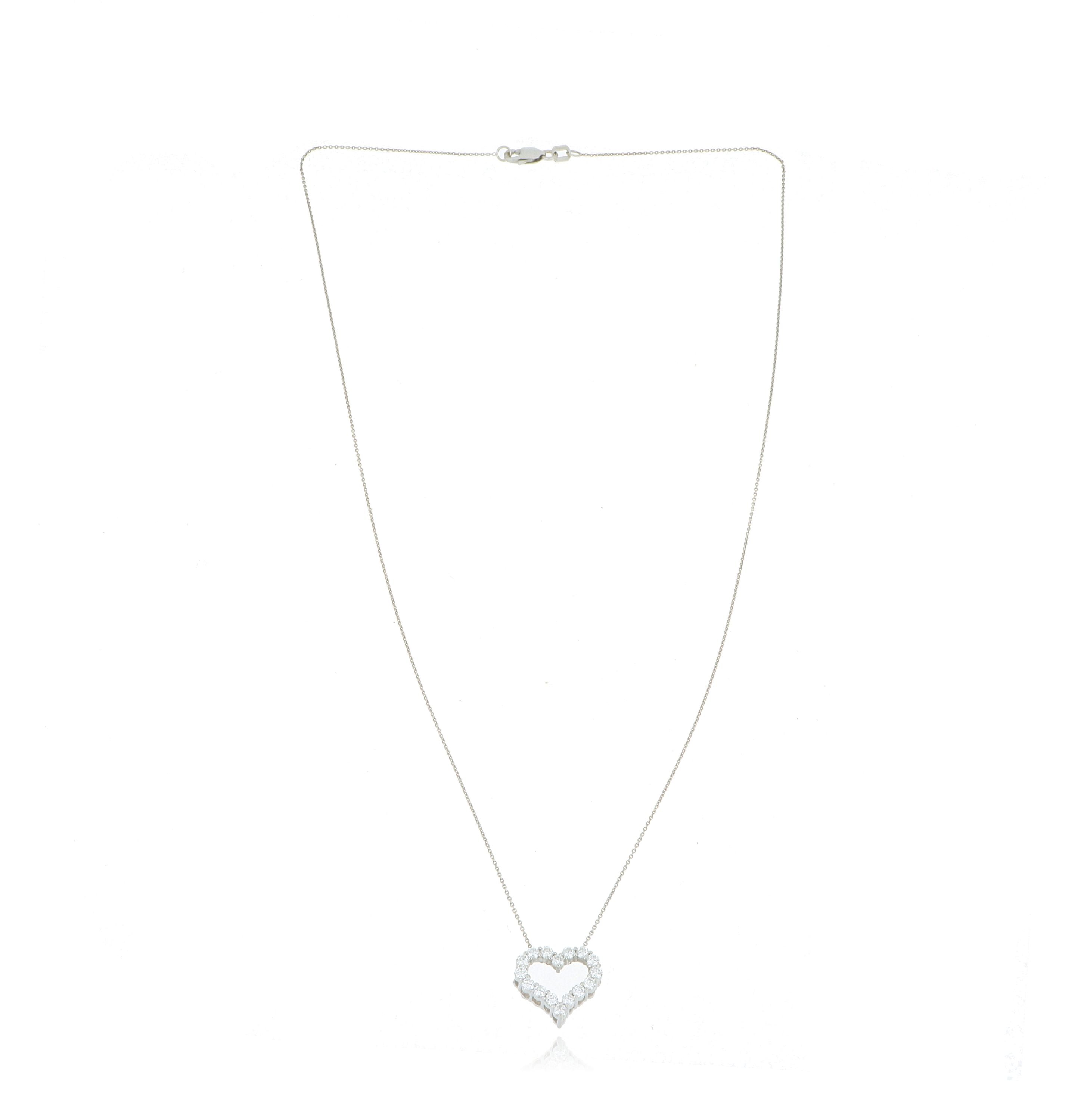 14k White Gold Diamond Heart Necklace
