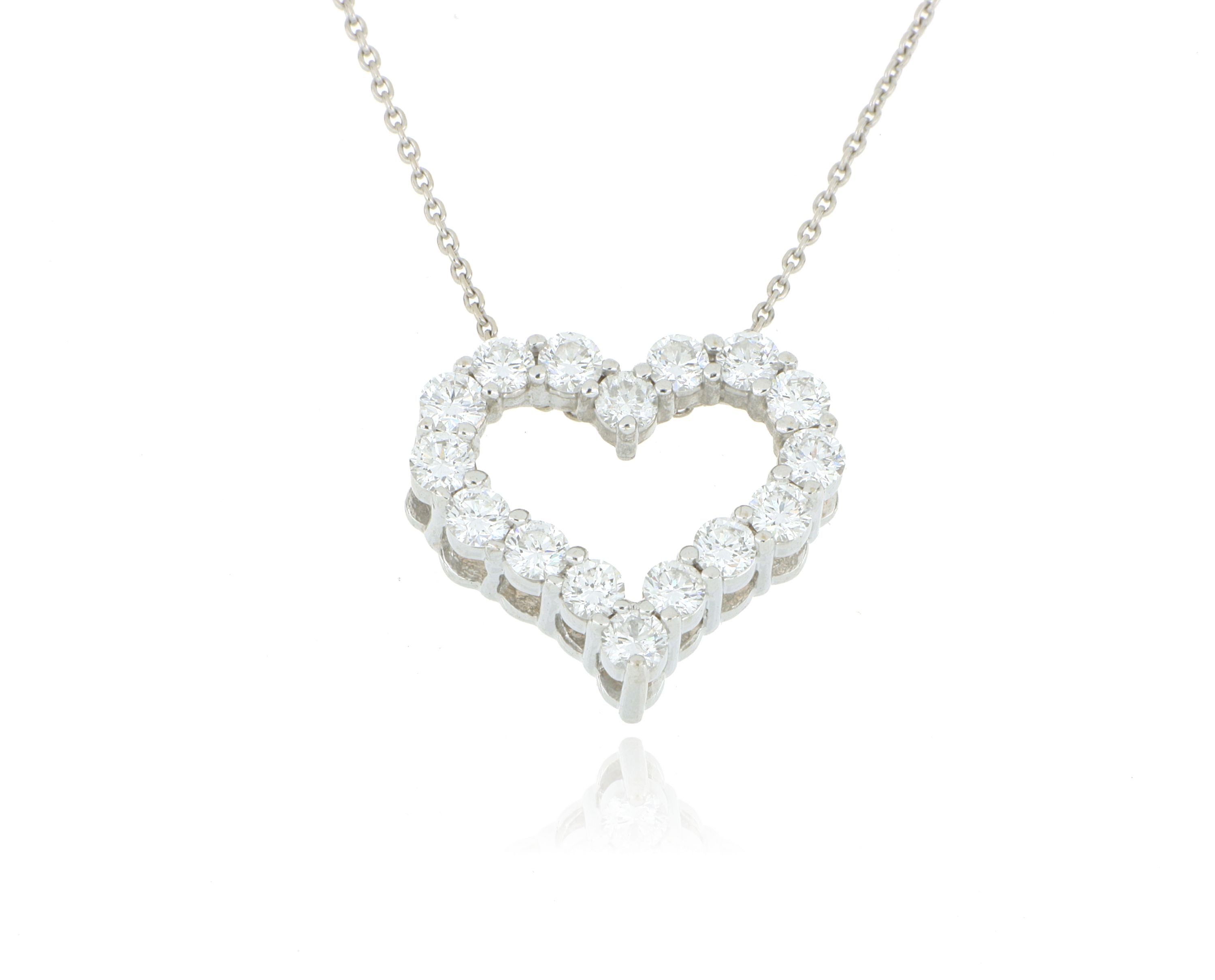 14k White Gold Diamond Heart Necklace