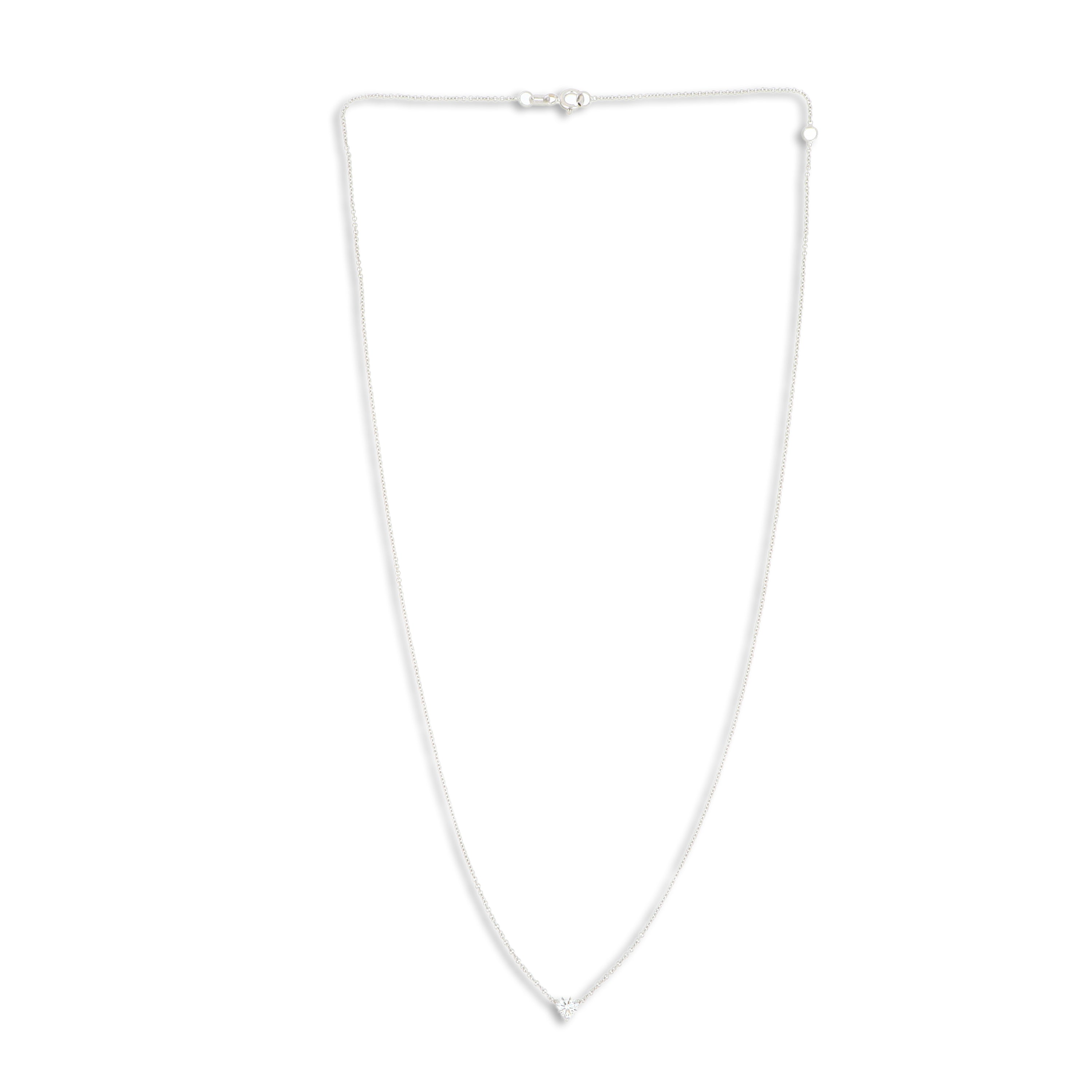 18k White Gold and Platinum Diamond Solitaire Necklace