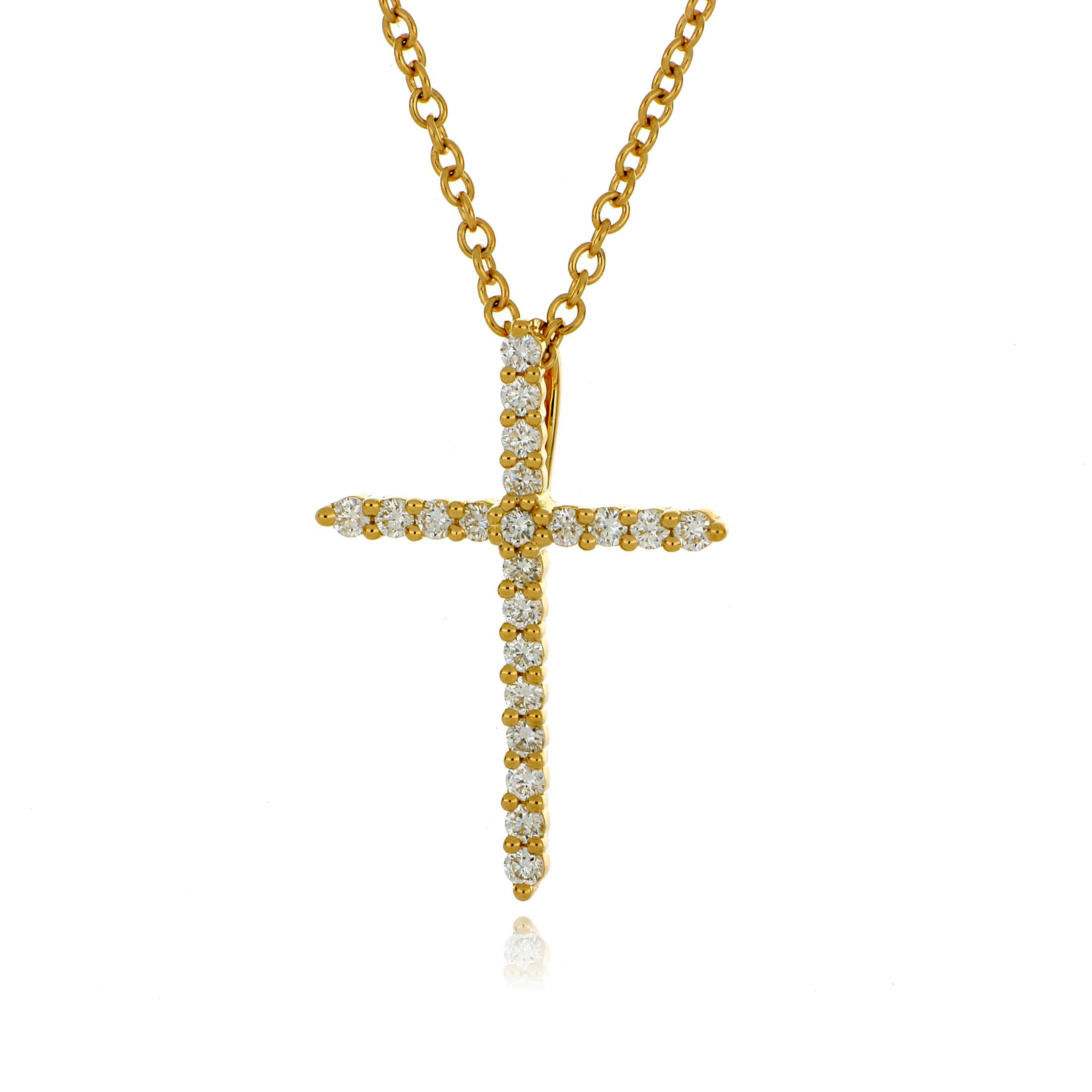 18k Yellow Gold Diamond Cross