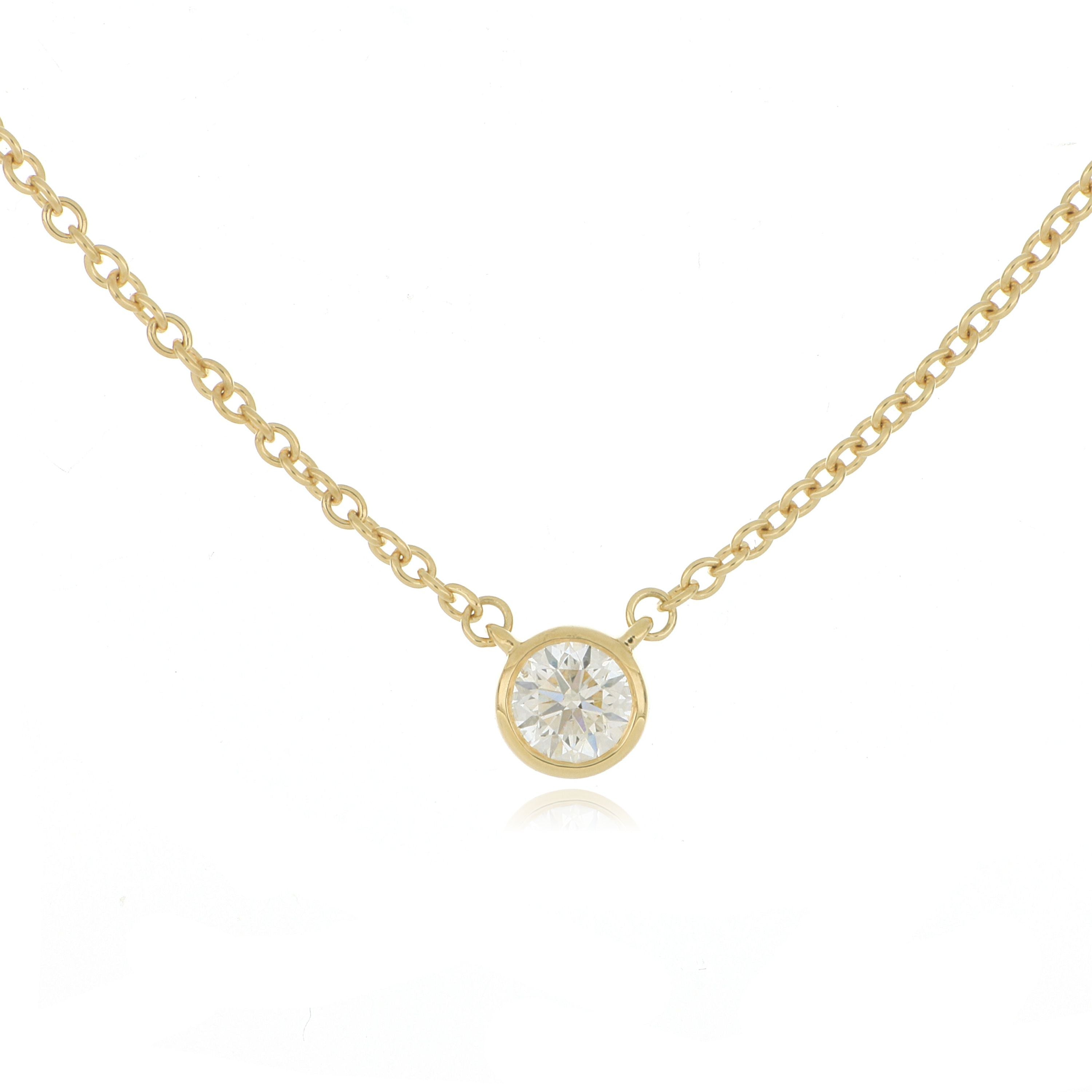 18k Yellow Gold Bezel Set Diamond Pendant