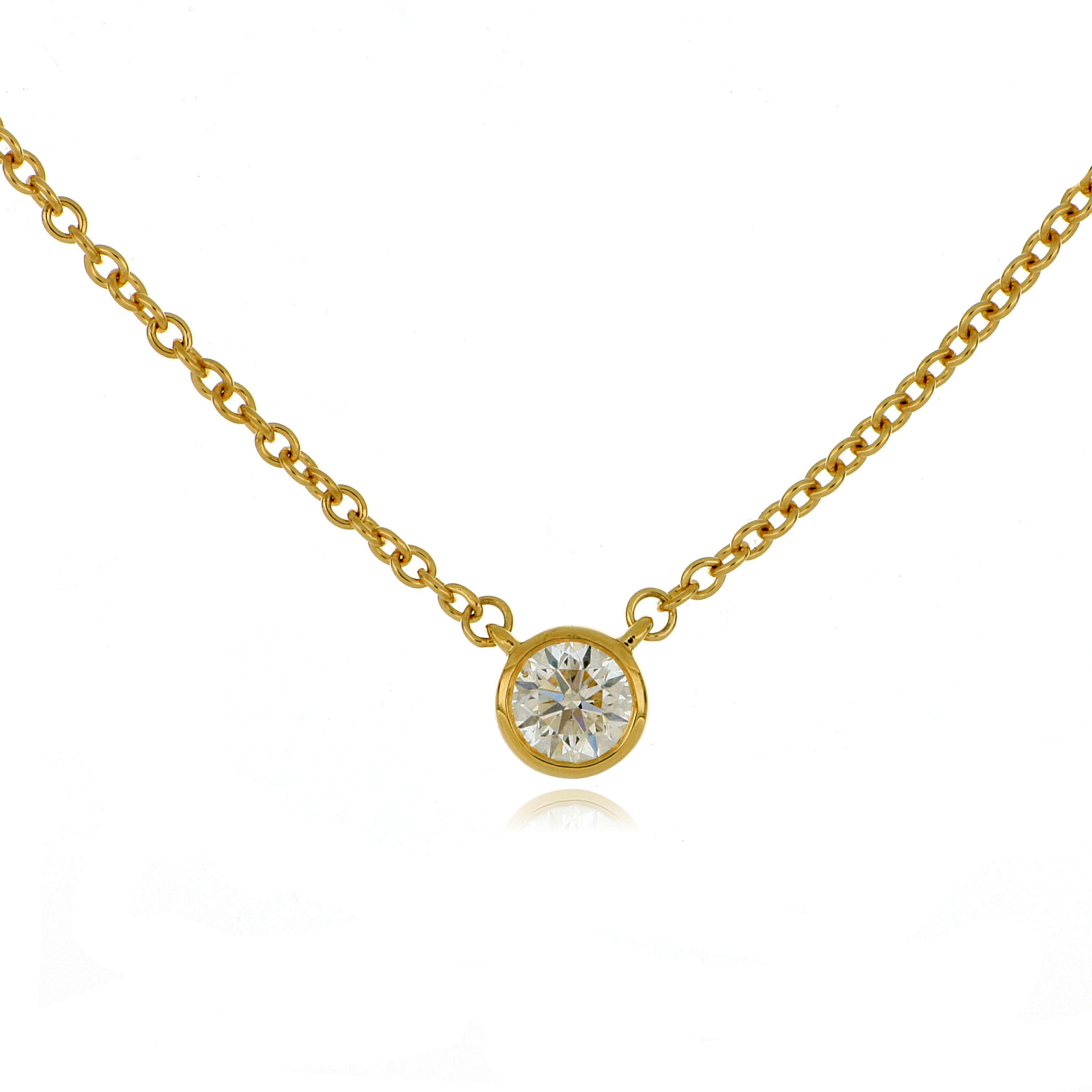 18k Yellow Gold Bezel Set Diamond Pendant