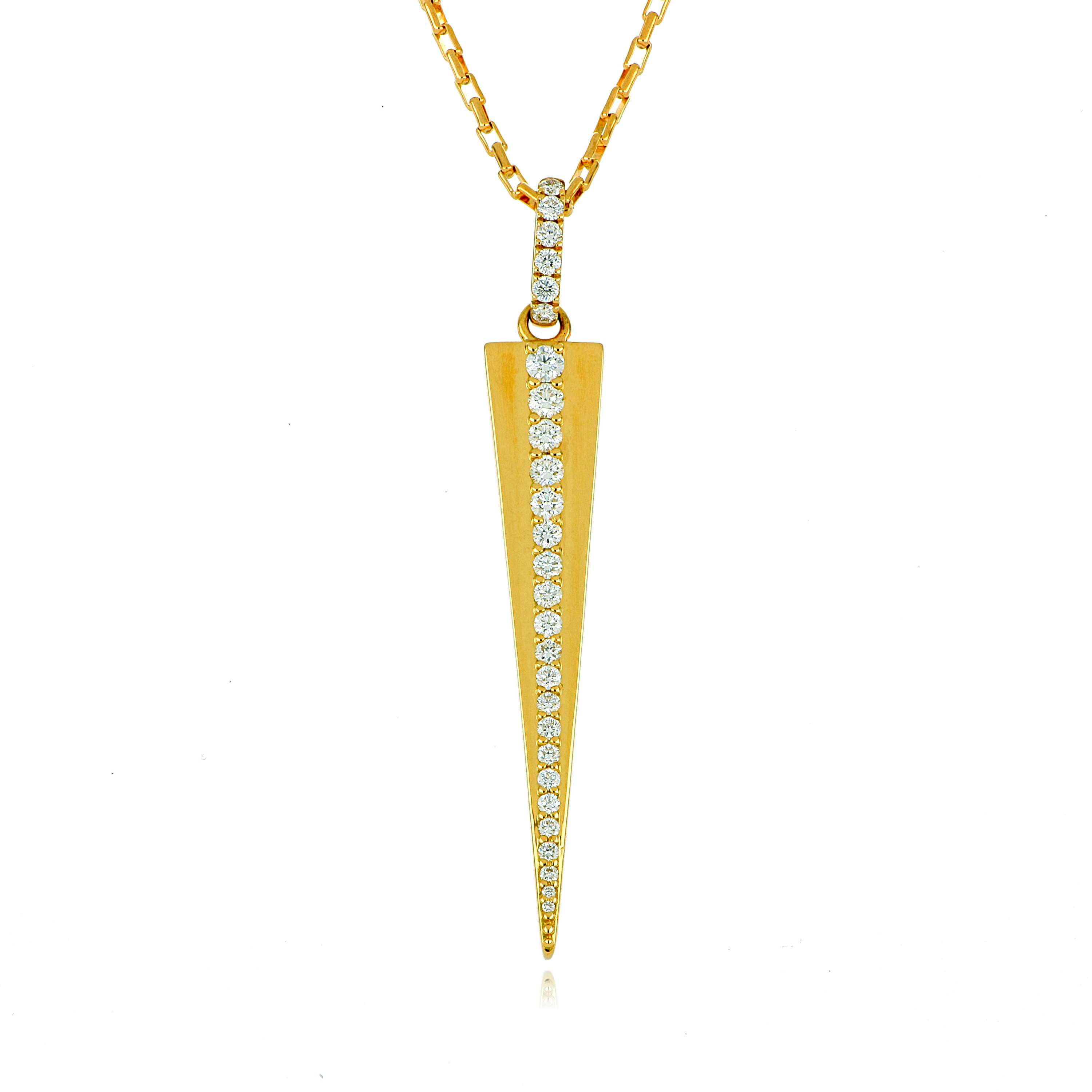 18k Yellow Gold Diamond Triangle Necklace - Charles Koll Jewelers