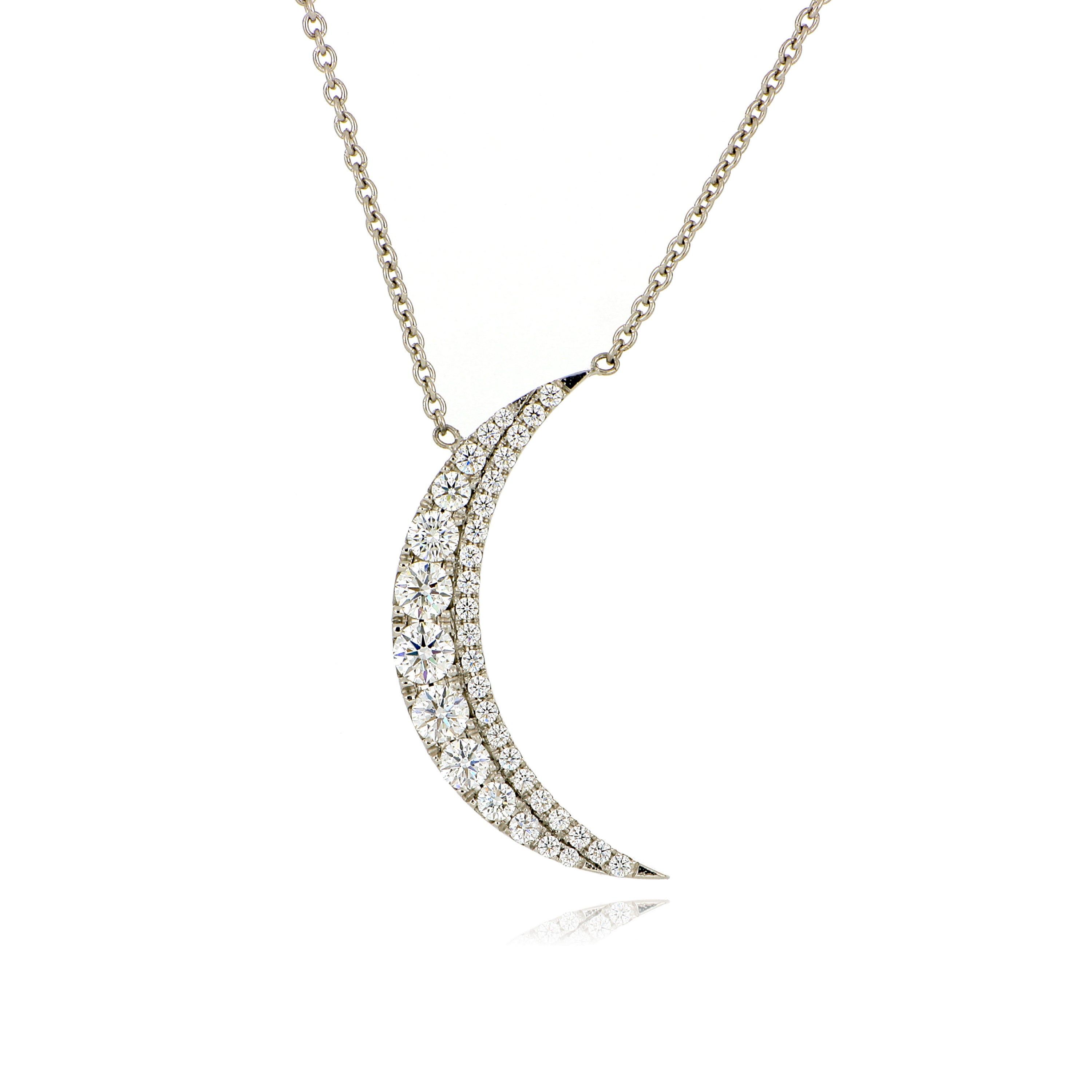 Platinum Diamond Moon Pendant - Charles Koll Jewelers