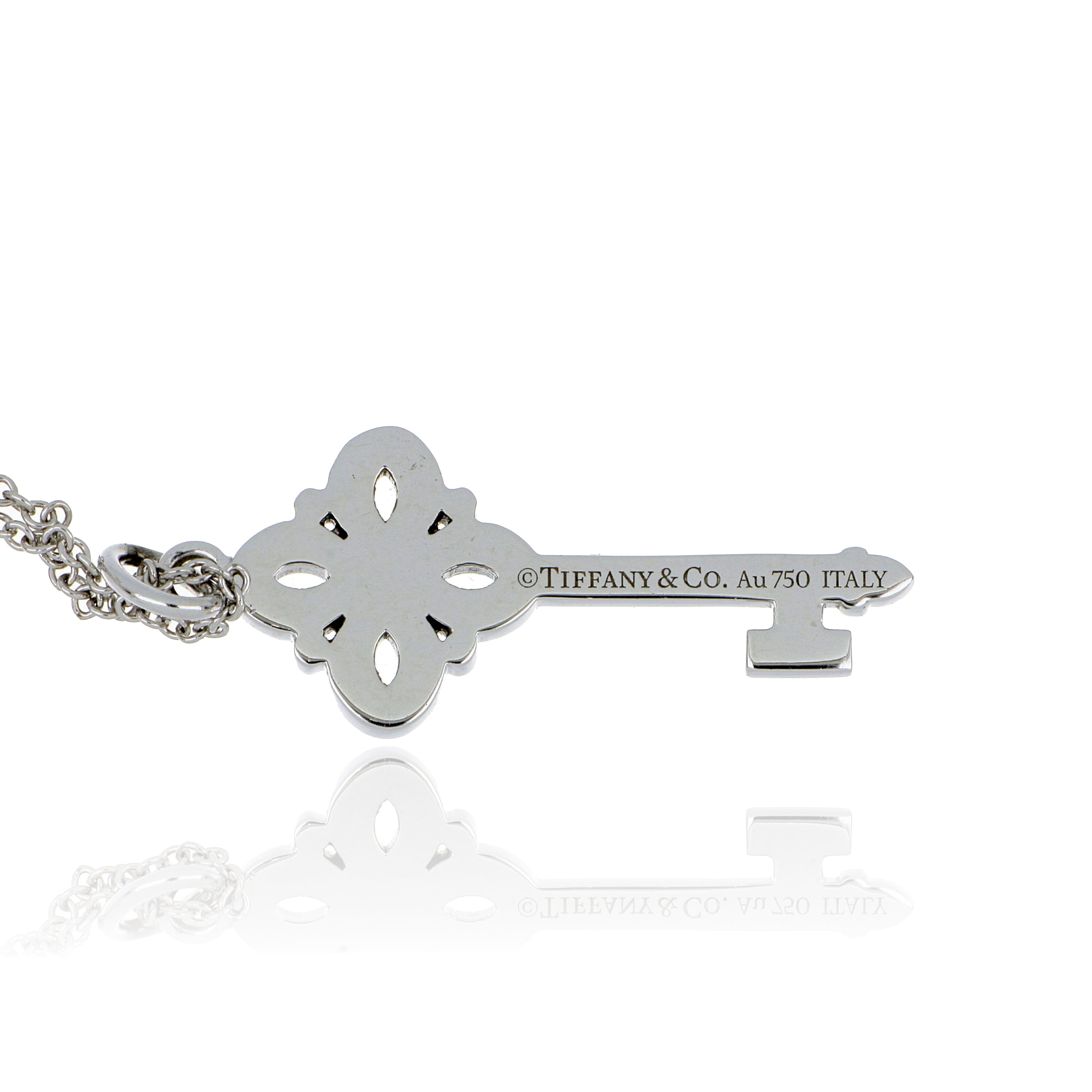18k White Gold Tiffany & Co. Diamond Key Pendant