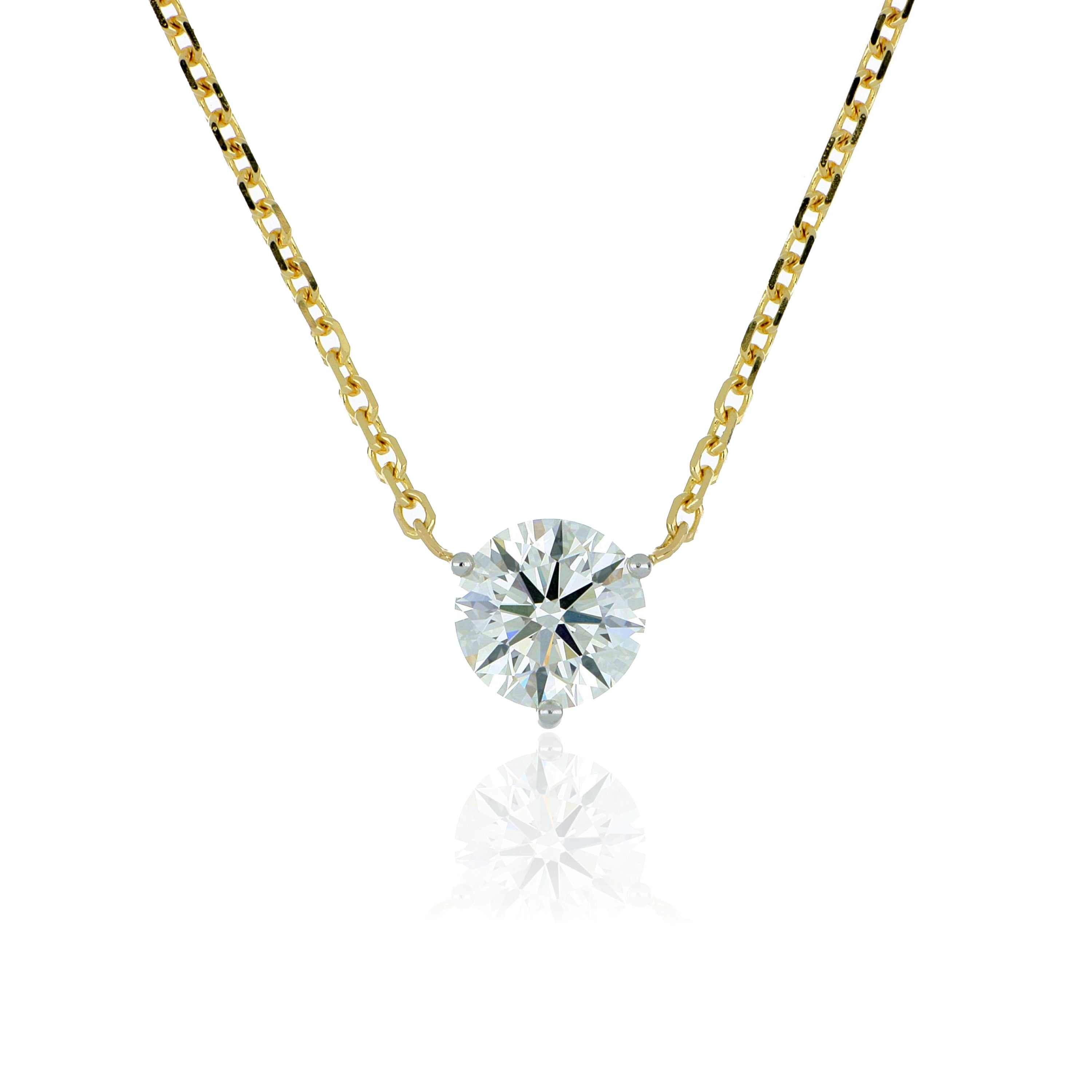 18k Yellow Gold and Platinum Signature Charles Koll Diamond Necklace