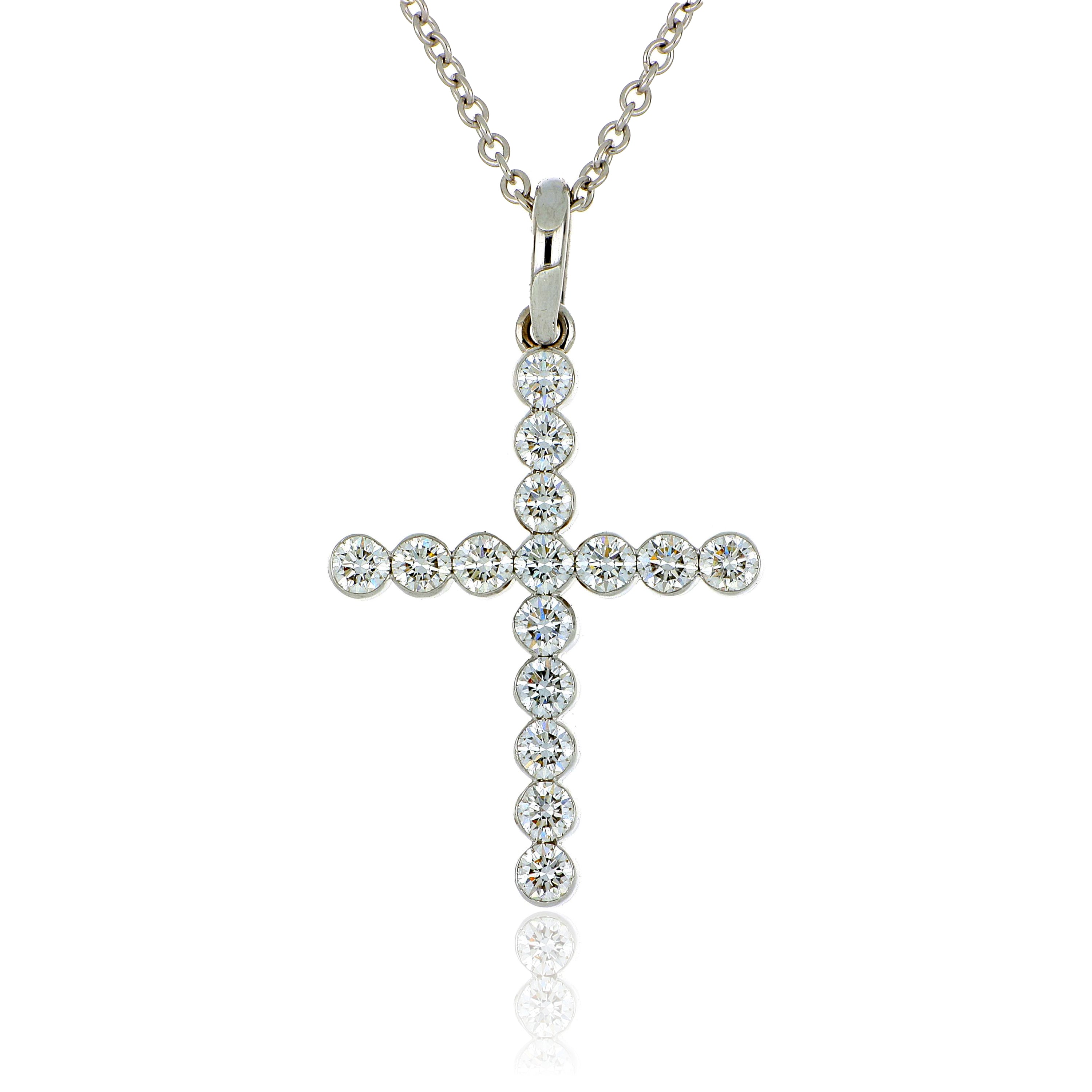 18k White Gold Diamond Cross Necklace