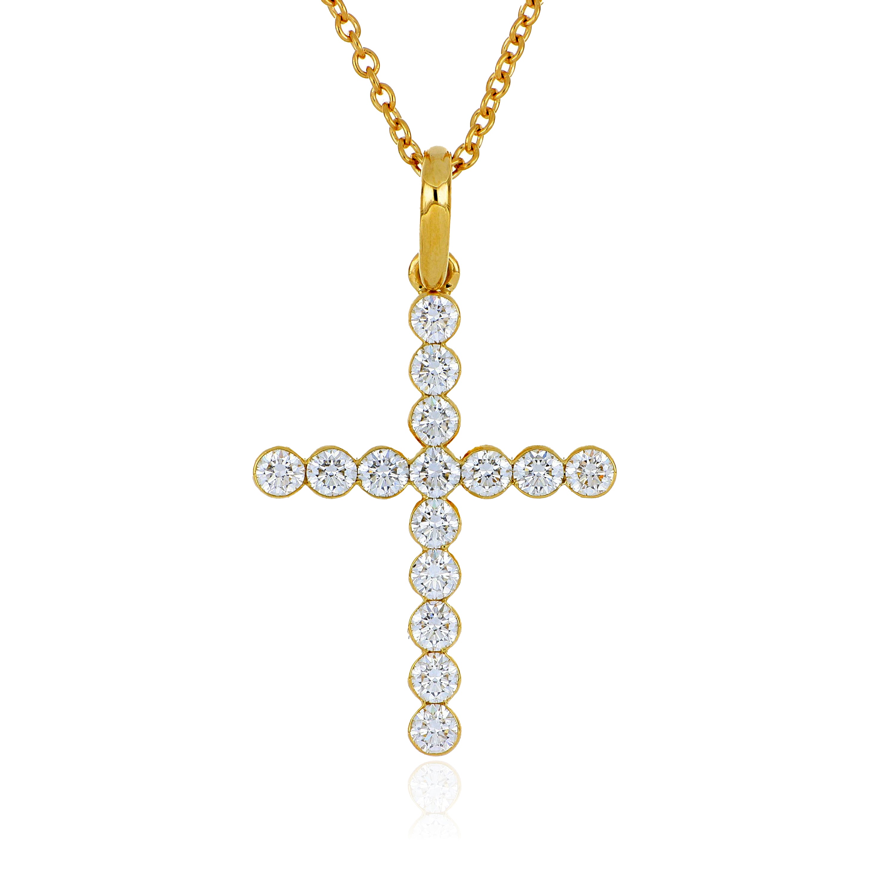18k Yellow Gold Diamond Cross Necklace