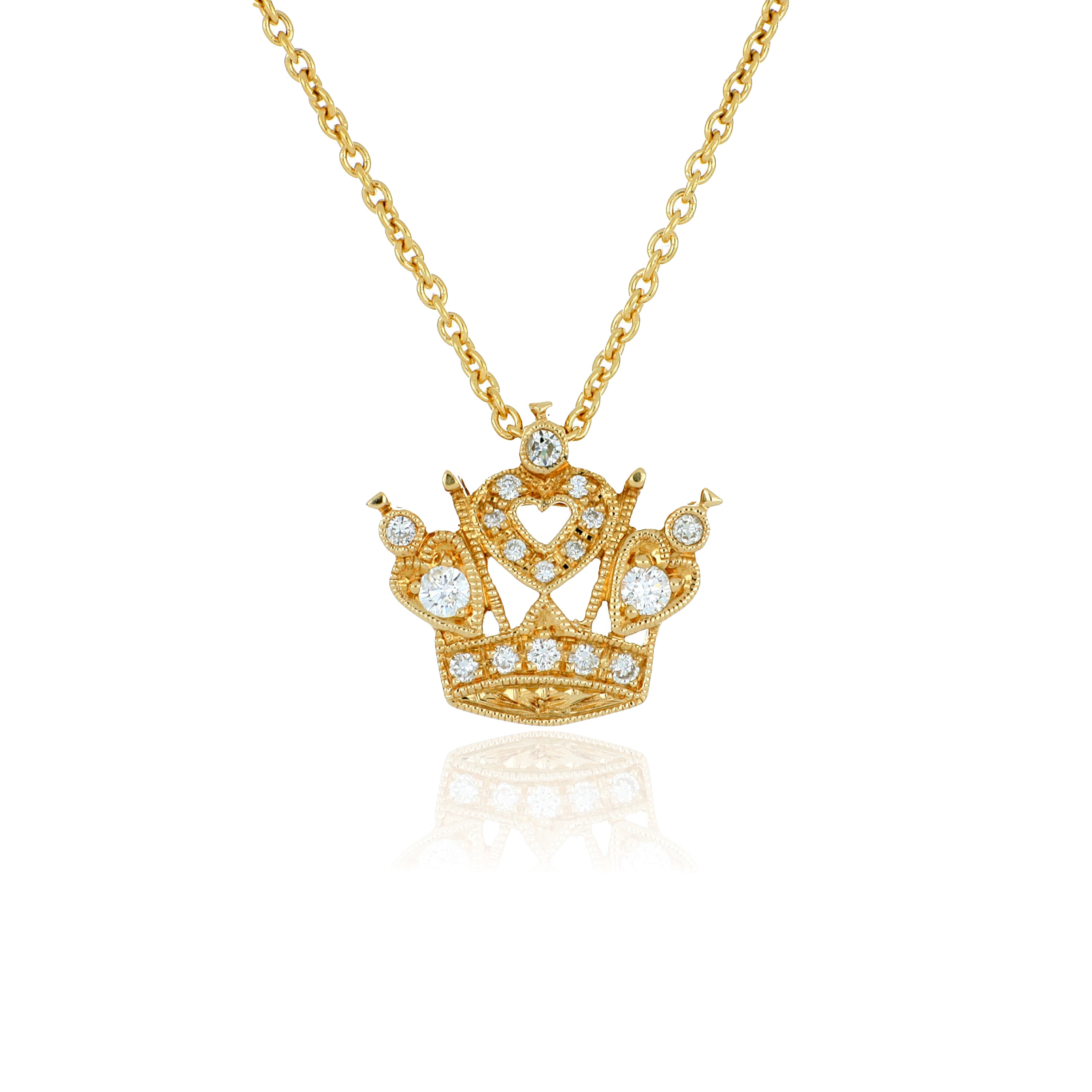 14k Yellow Gold Diamond Accented Crown Pendant - Charles Koll Jewelers