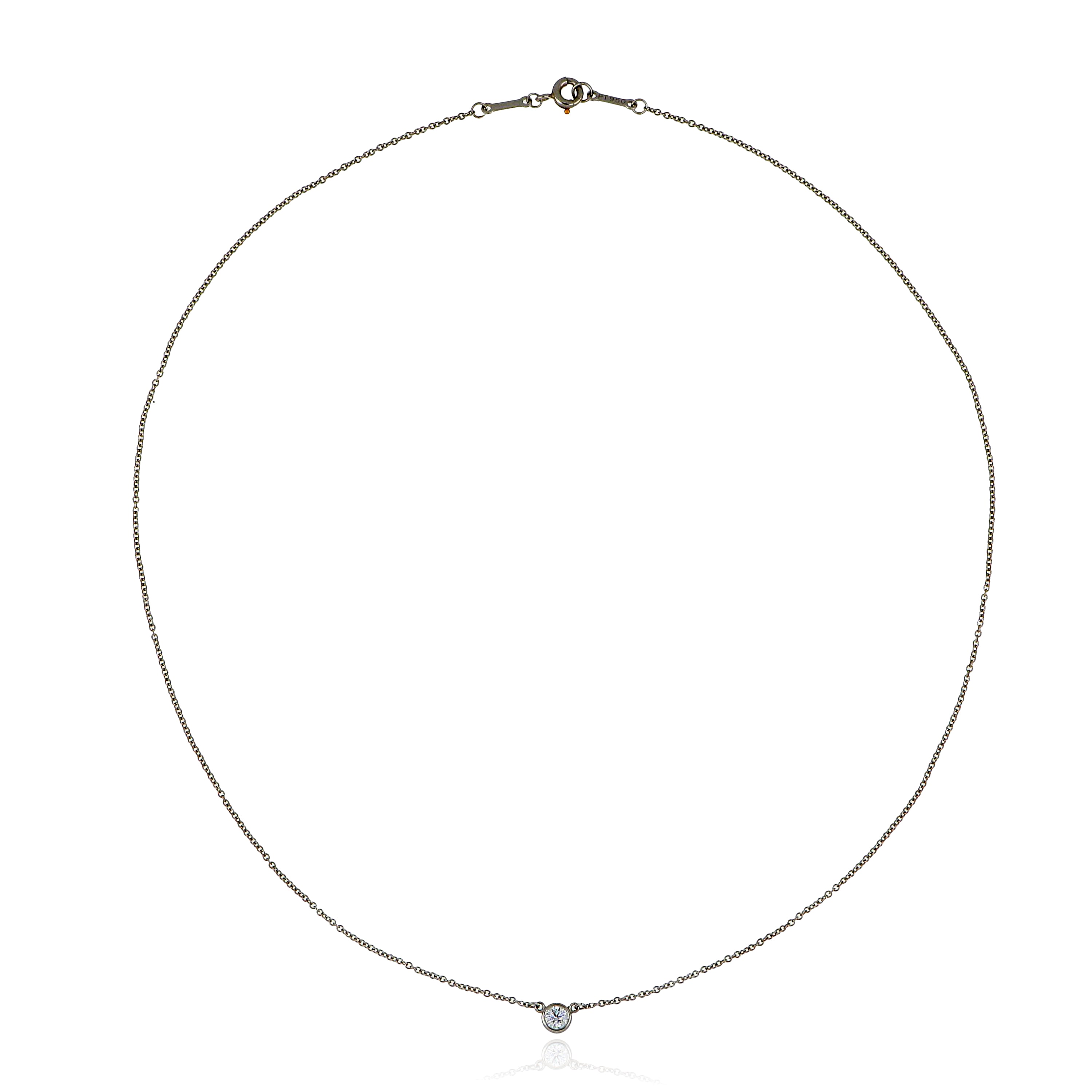 Platinum Tiffany & Co. Bezel Set Solitaire Necklace