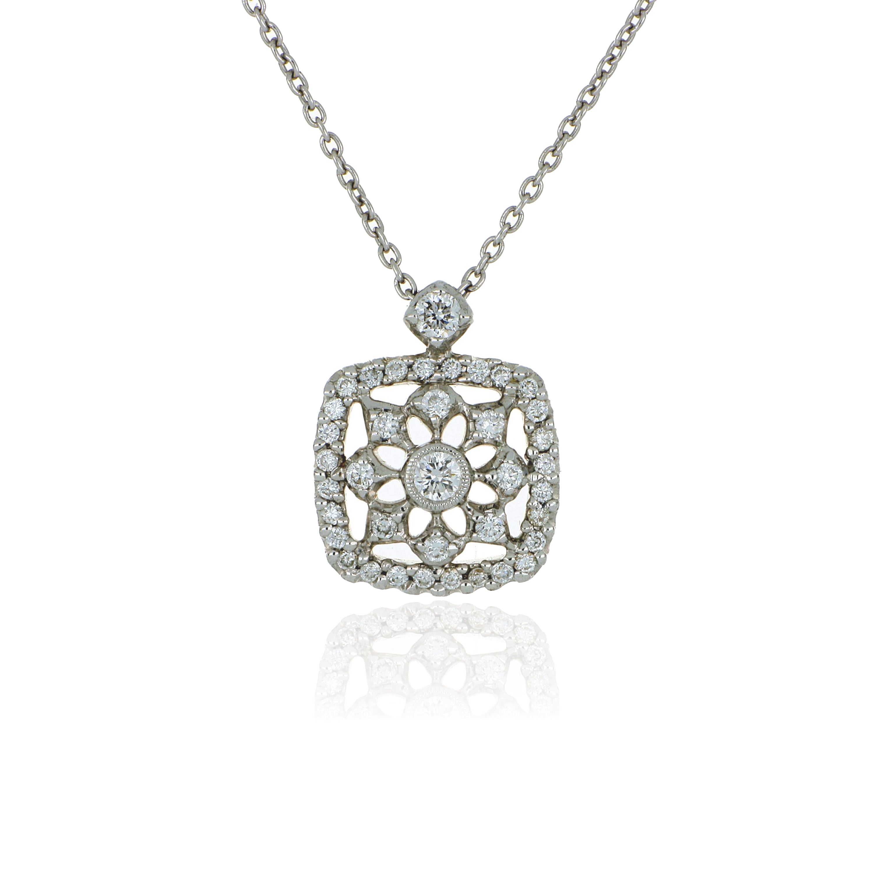 18k White Gold Diamond Snowflake Pendant