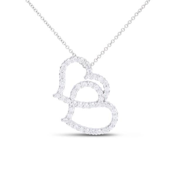 18k White Gold Diamond Double Heart Necklace