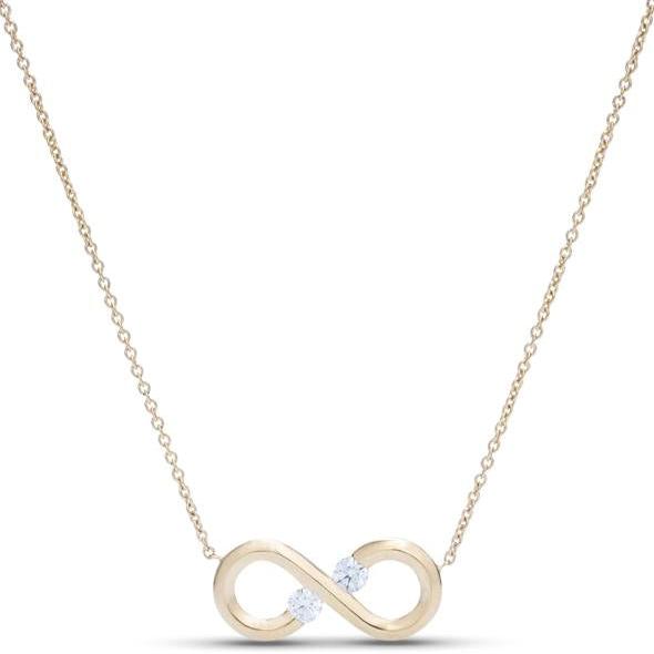 18k Yellow Gold Diamond Accented Infinity Necklace