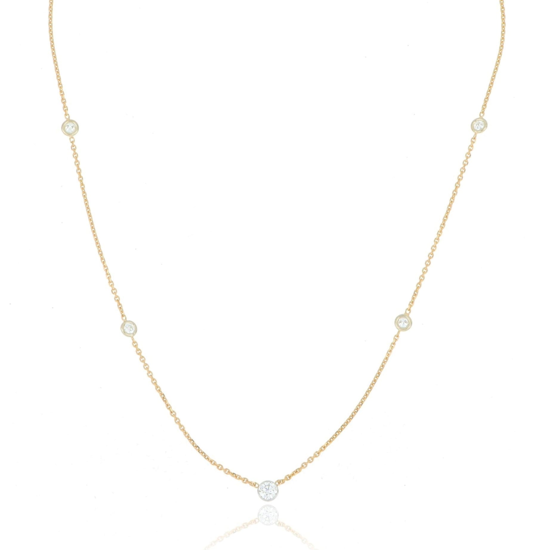 18k Rose and White Gold Diamonds By the Yard Necklace