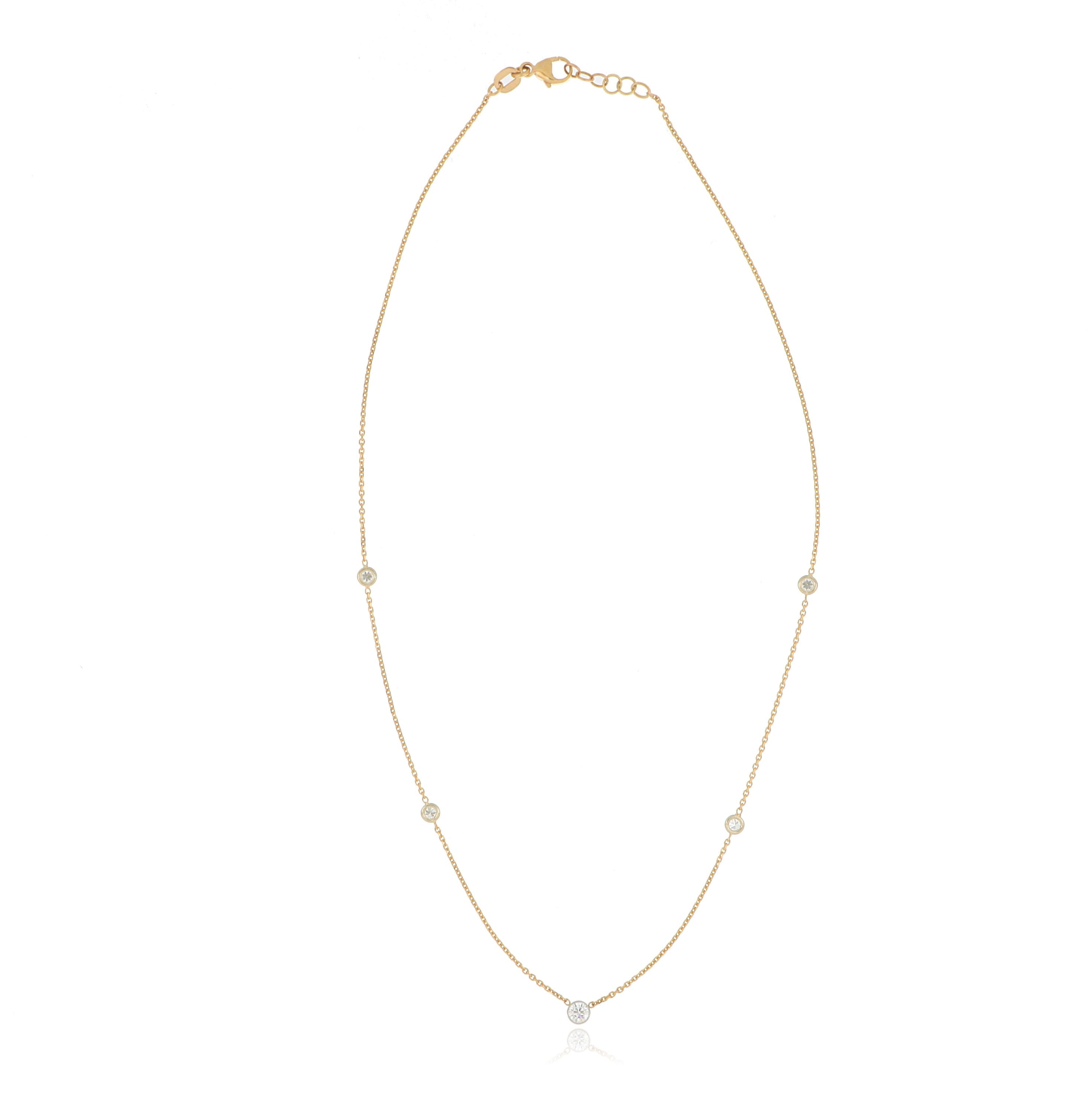 18k Rose and White Gold Diamonds By the Yard Necklace