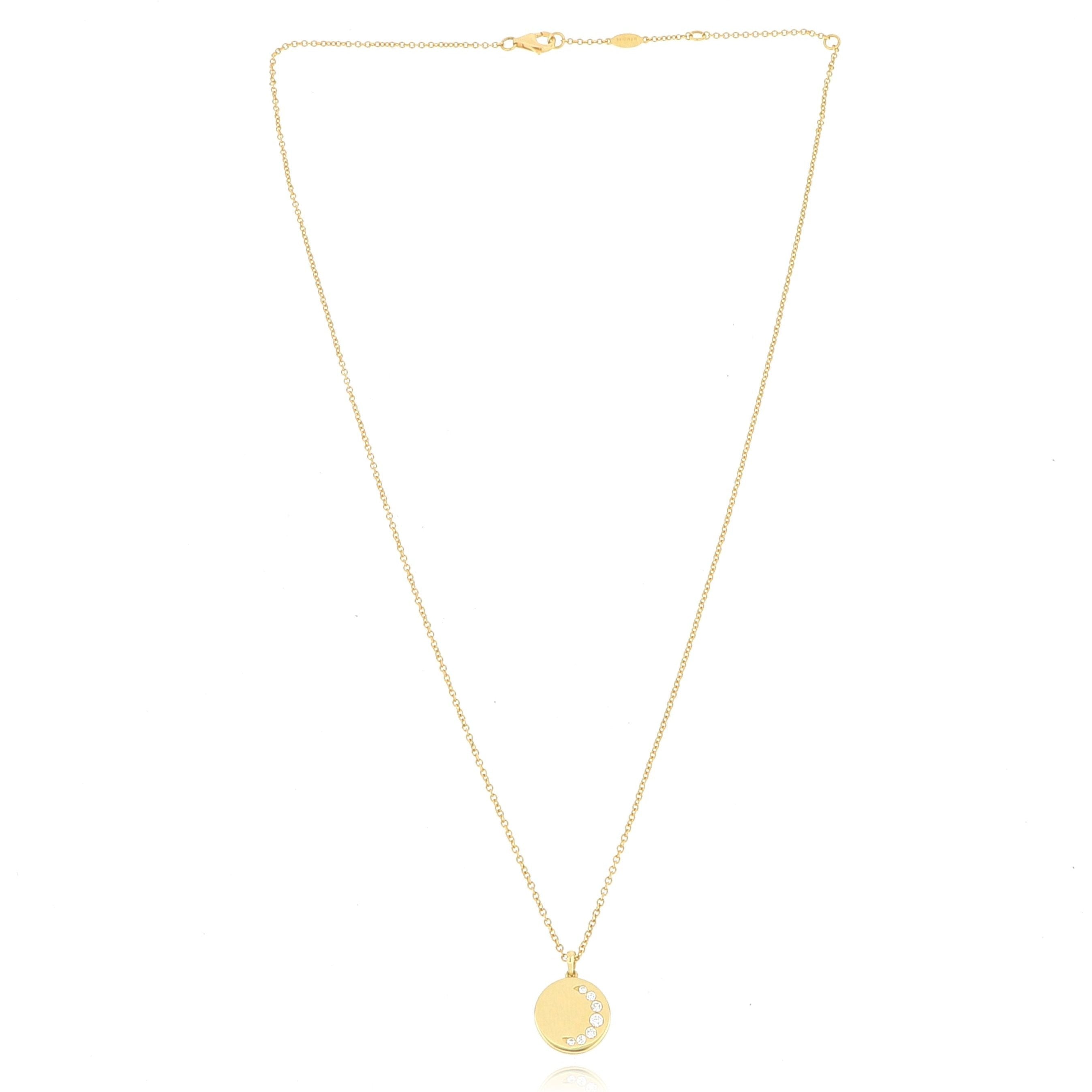 18k Yellow Gold Diamond Luna Crescent Necklace - Charles Koll Jewelers