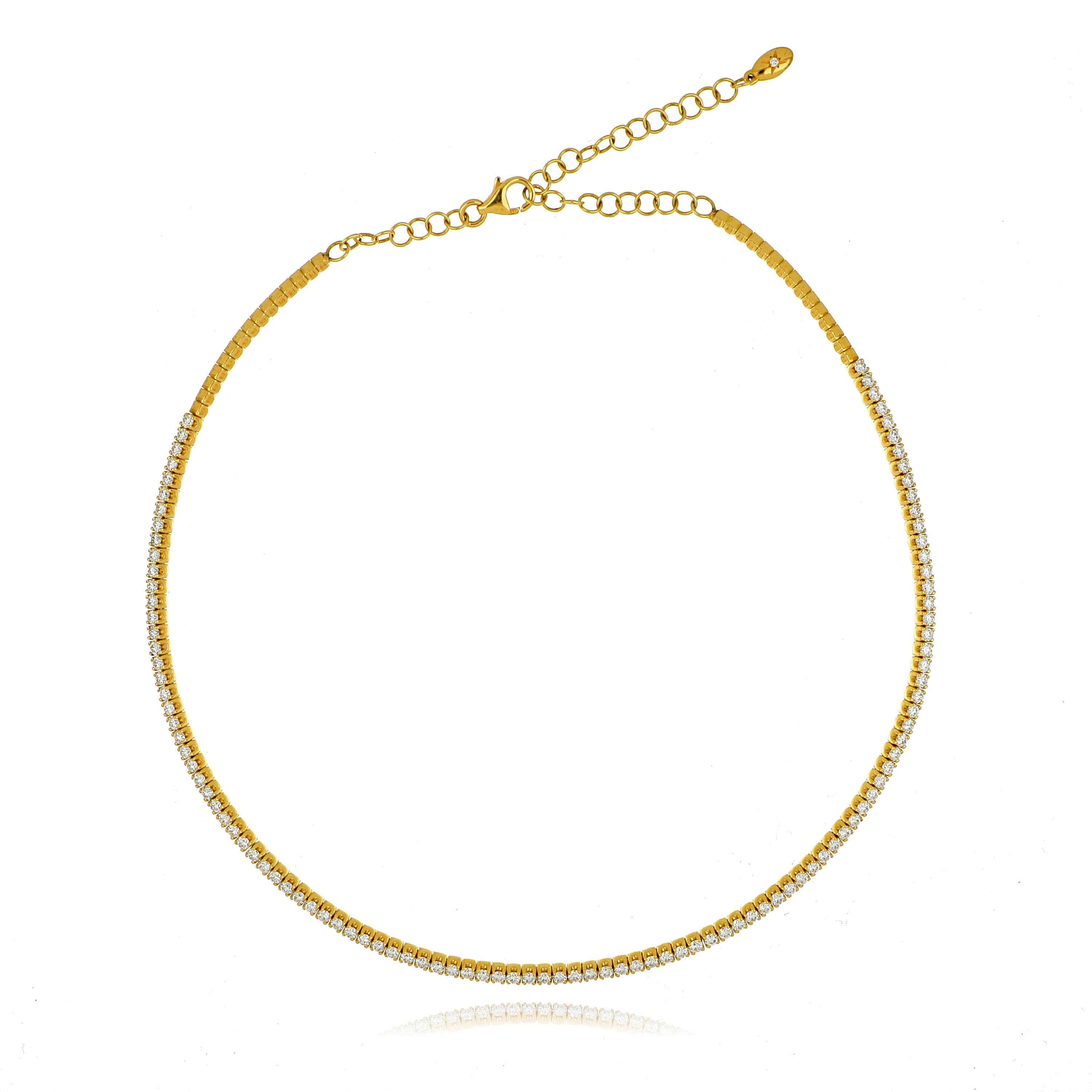 18k Yellow Gold Diamond Tennis Necklace