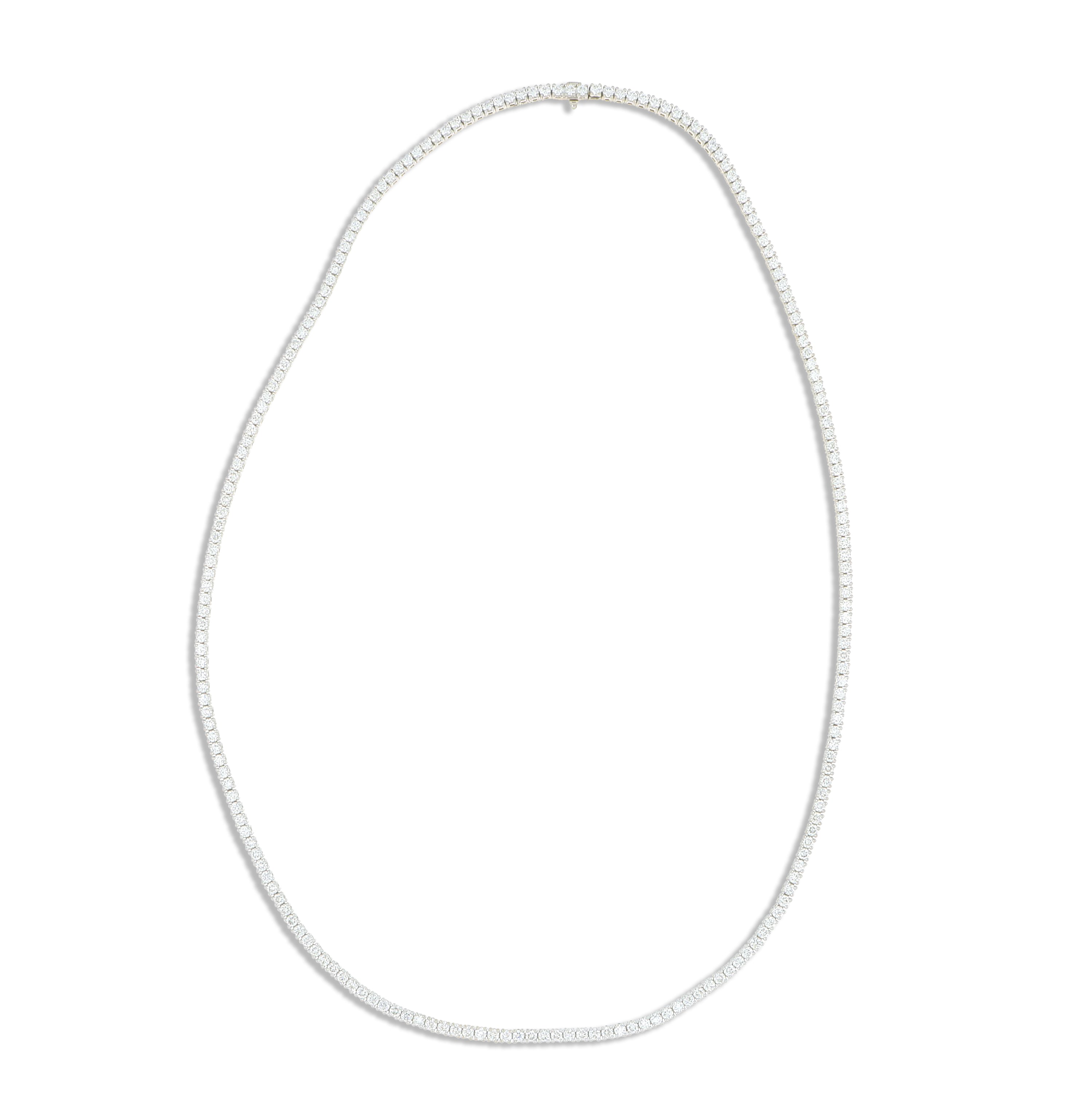 18k White Gold 4 Prong Diamond Tennis Necklace - Charles Koll Jewelers