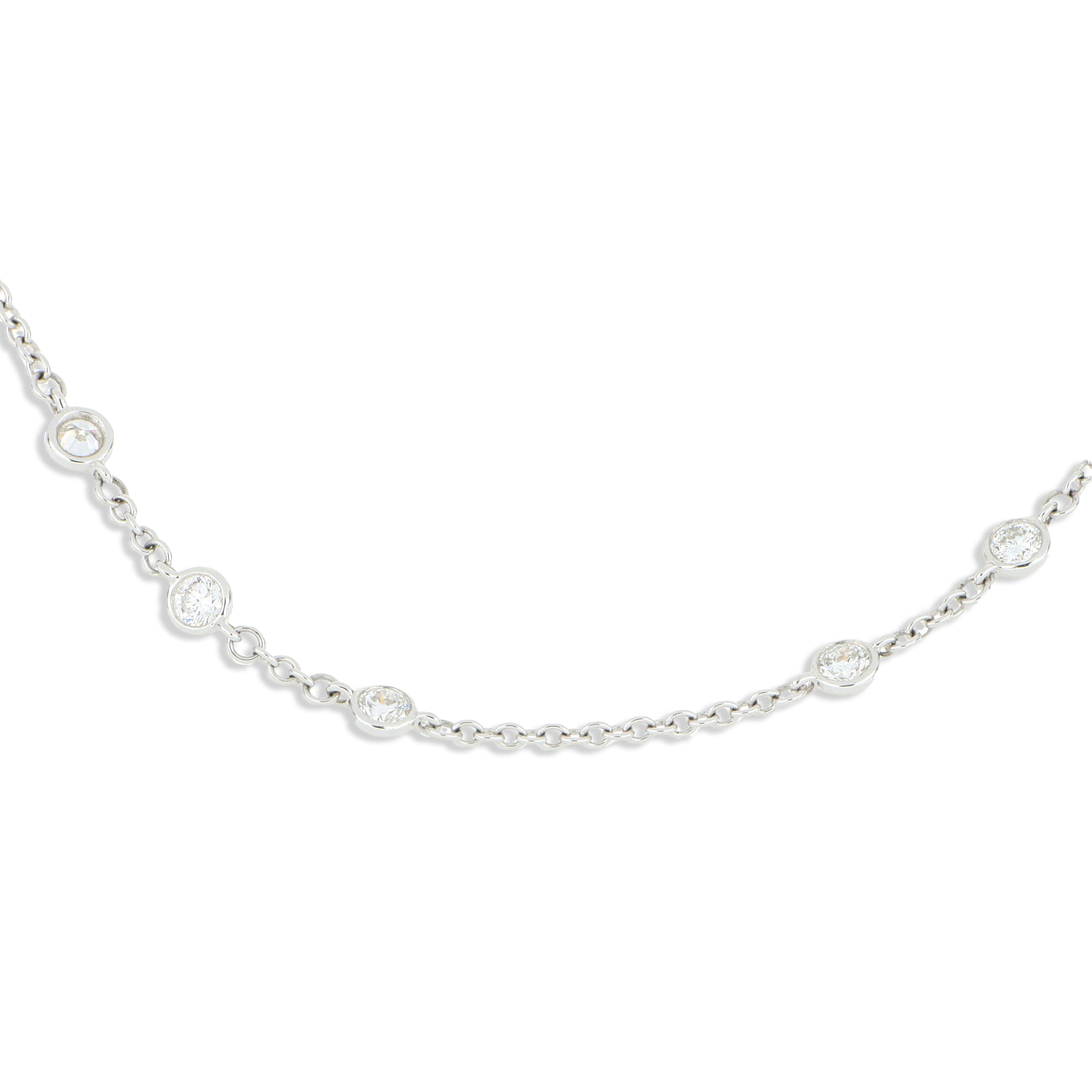 18k White Gold Diamond By the Yard Necklace - Charles Koll Jewelers