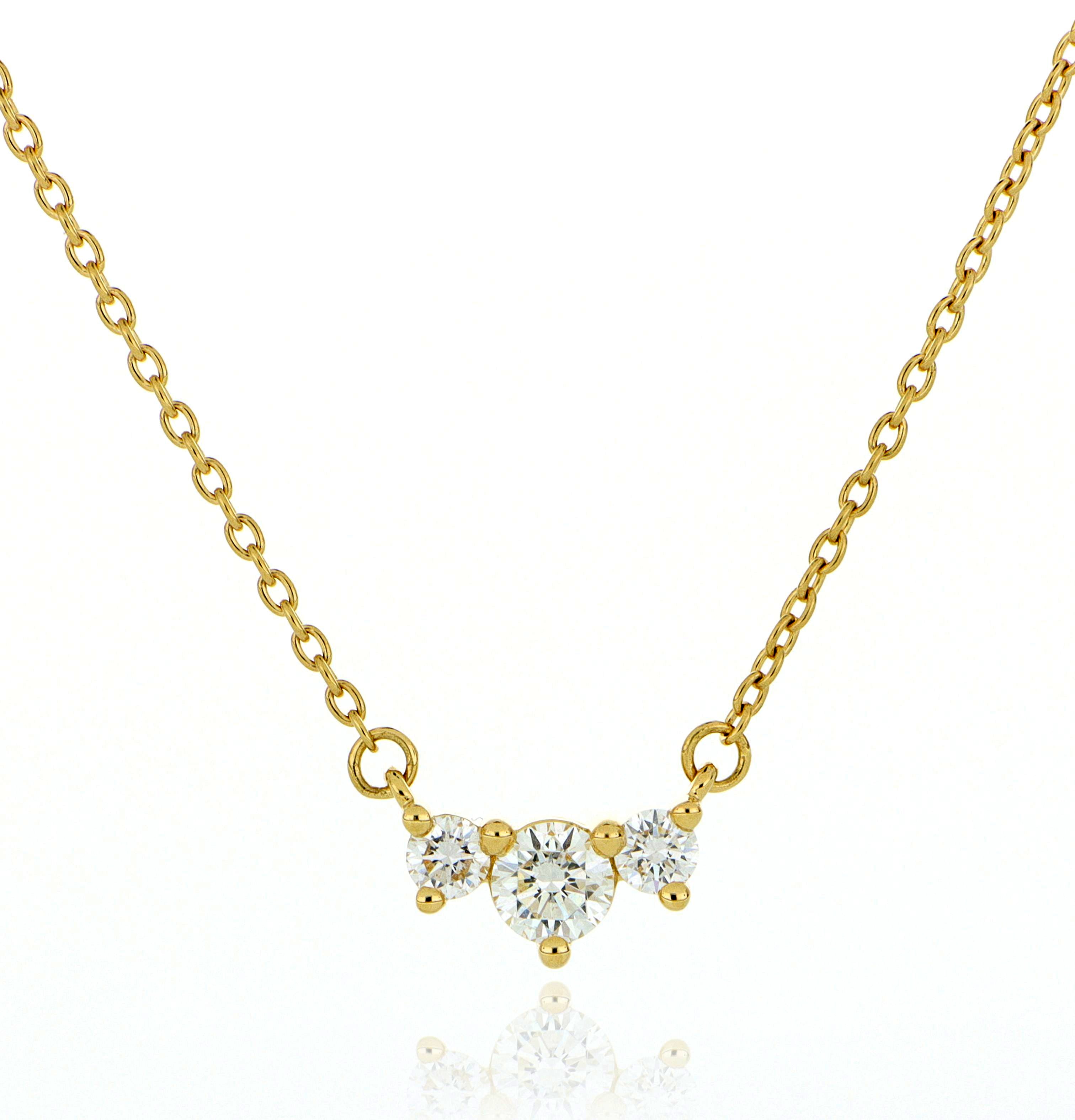 18k Yellow Gold Dainty Diamond Necklace