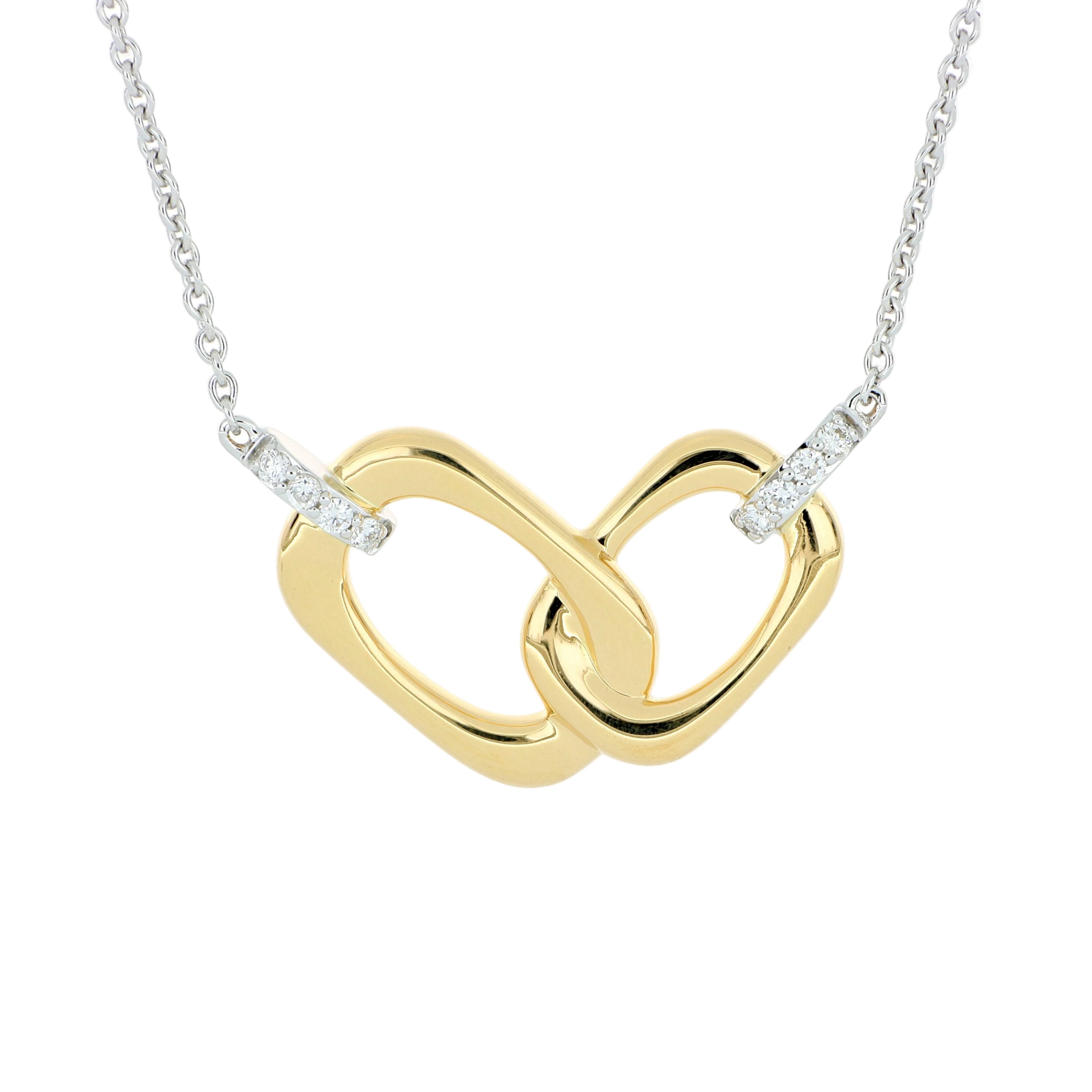 18k Yellow and White Gold Diamond Necklace