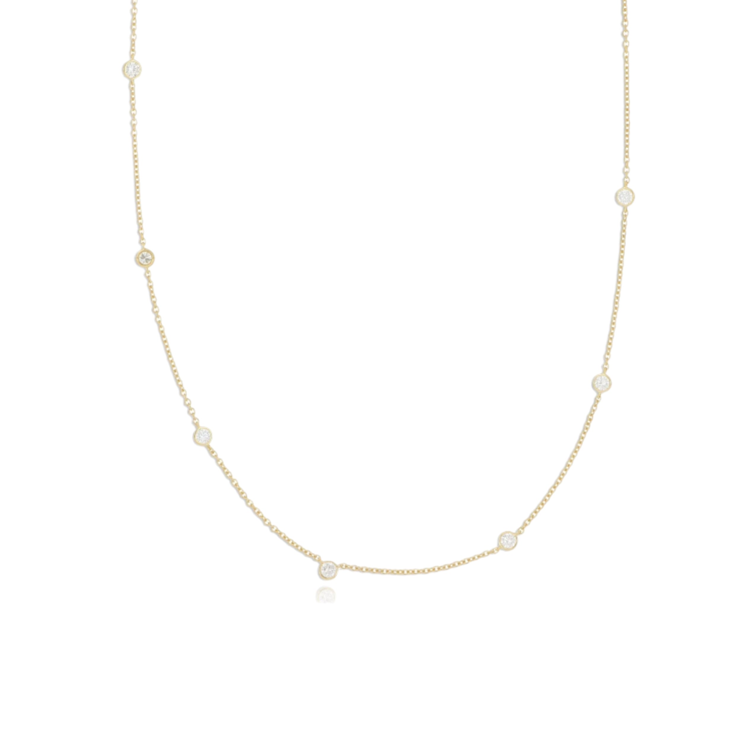 18k Yellow Gold Cascading Diamonds By the Yard Necklace