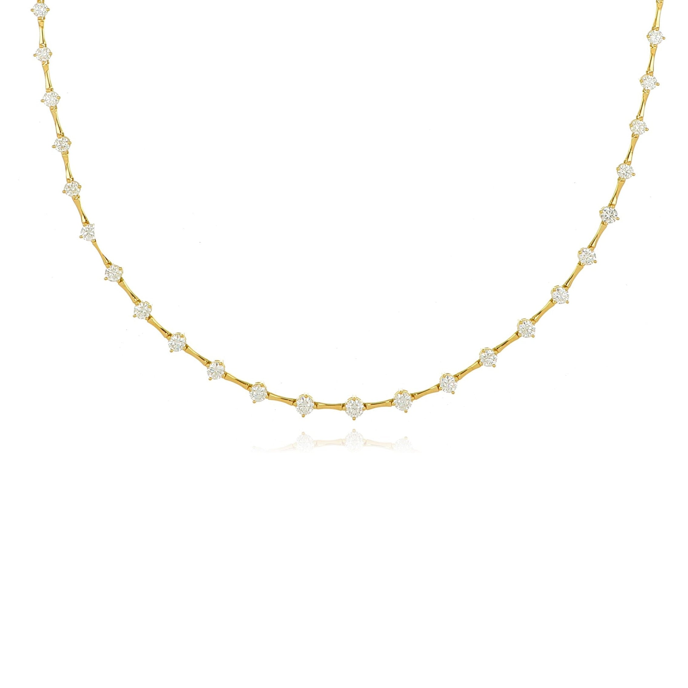 18k Yellow Gold Diamond Station Necklace