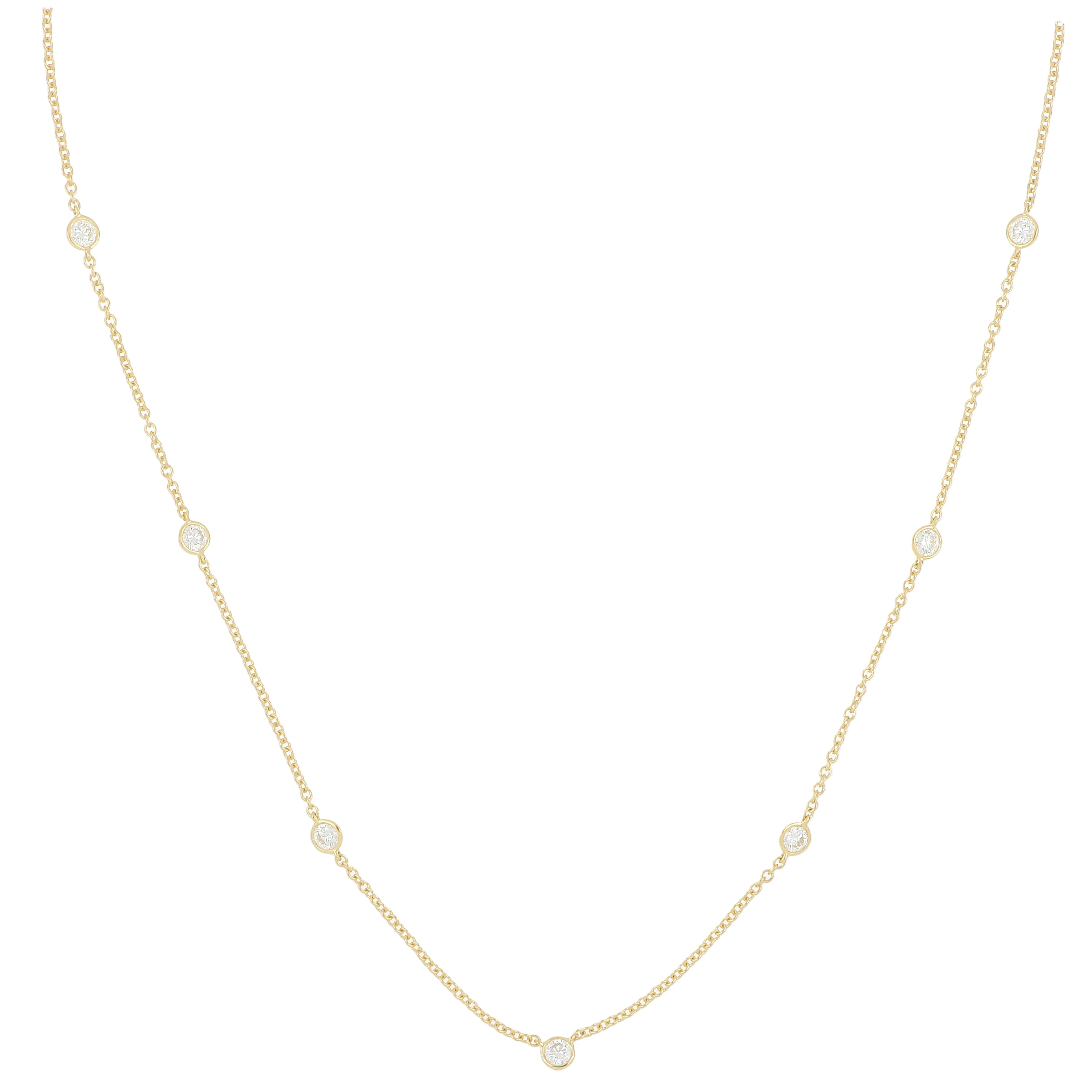 18k Yellow Gold Cascading Diamonds By the Yard Necklace