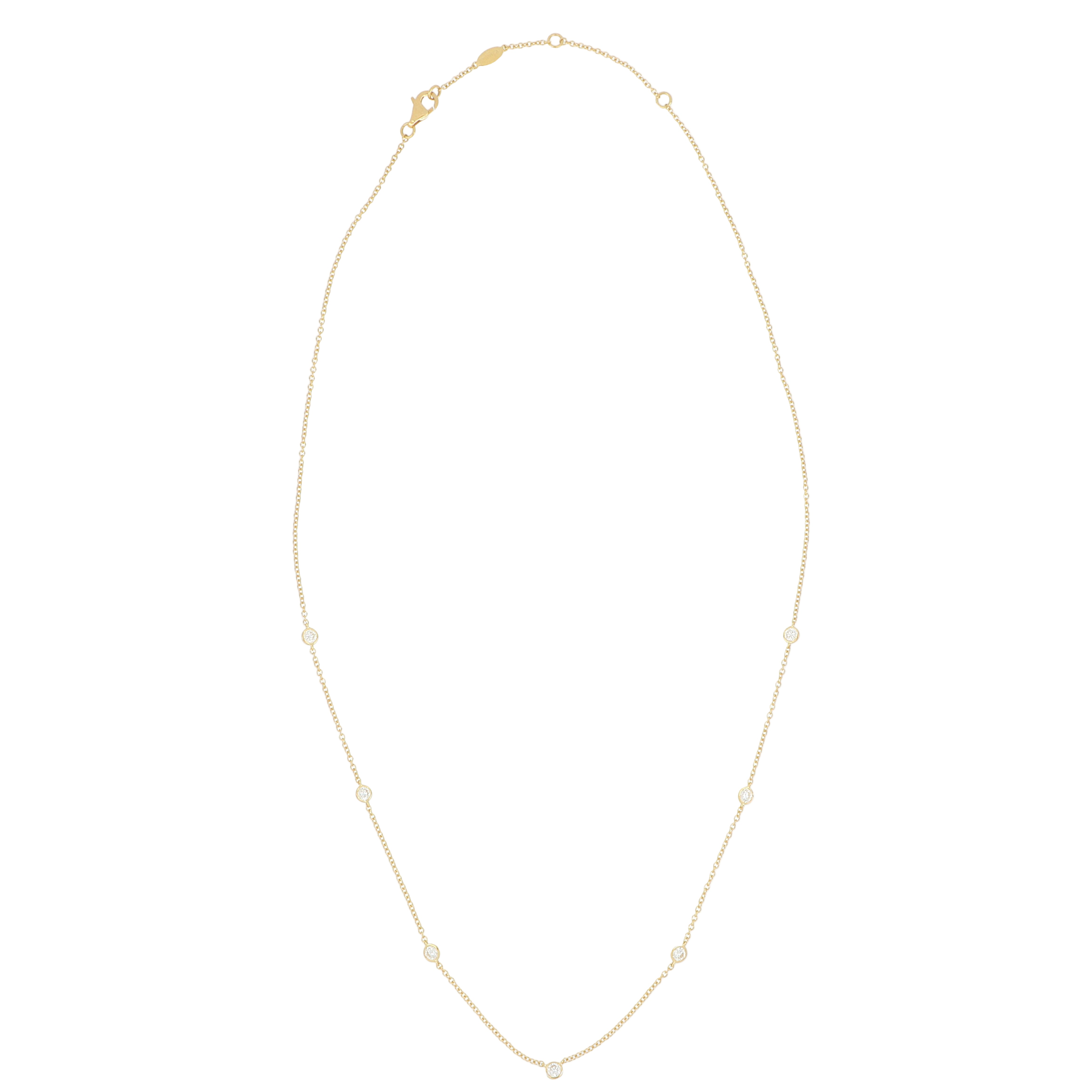 18k Yellow Gold Cascading Diamonds By the Yard Necklace