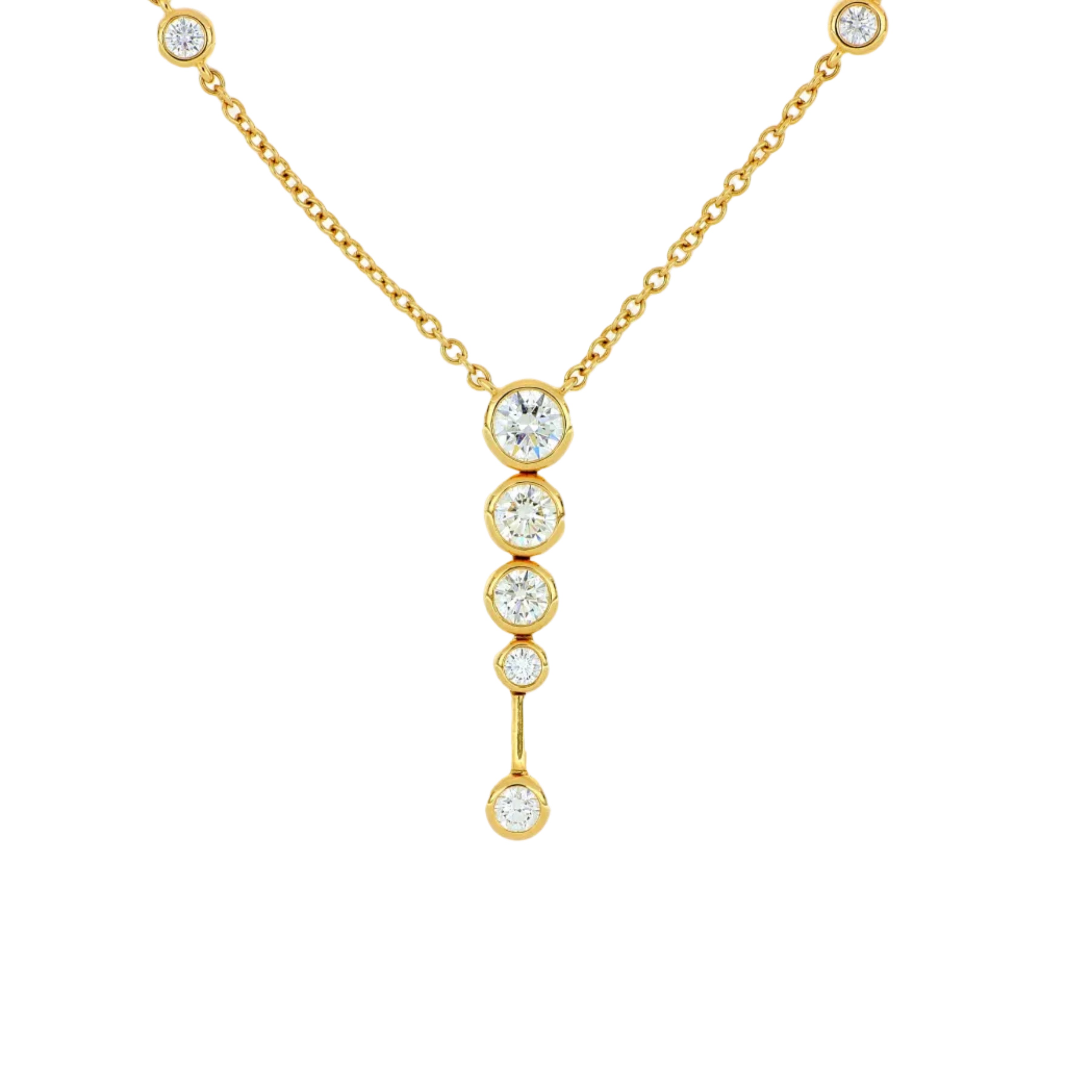 18k Yellow Gold Diamond Cascade Necklace