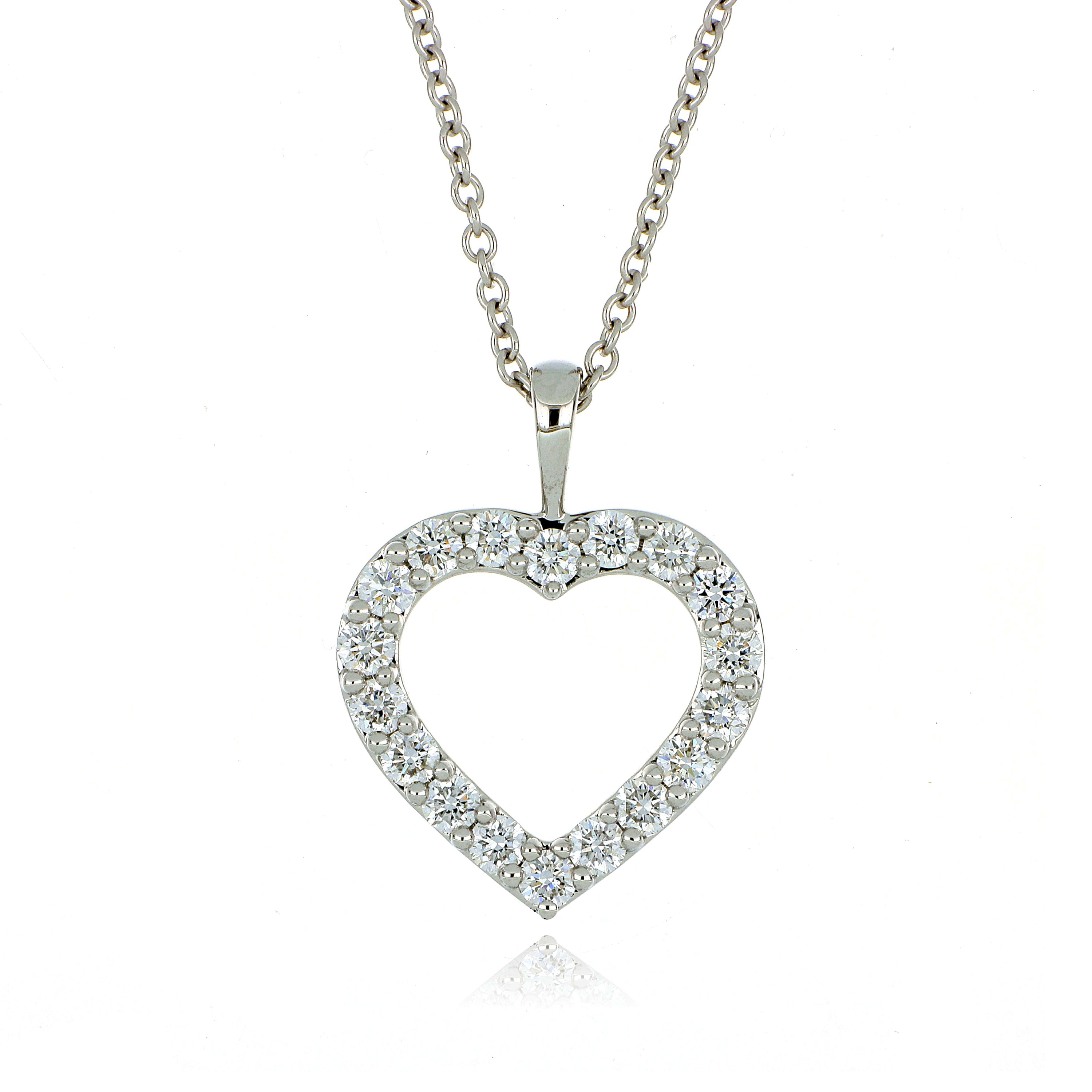 18k White Gold Diamond Heart Necklace